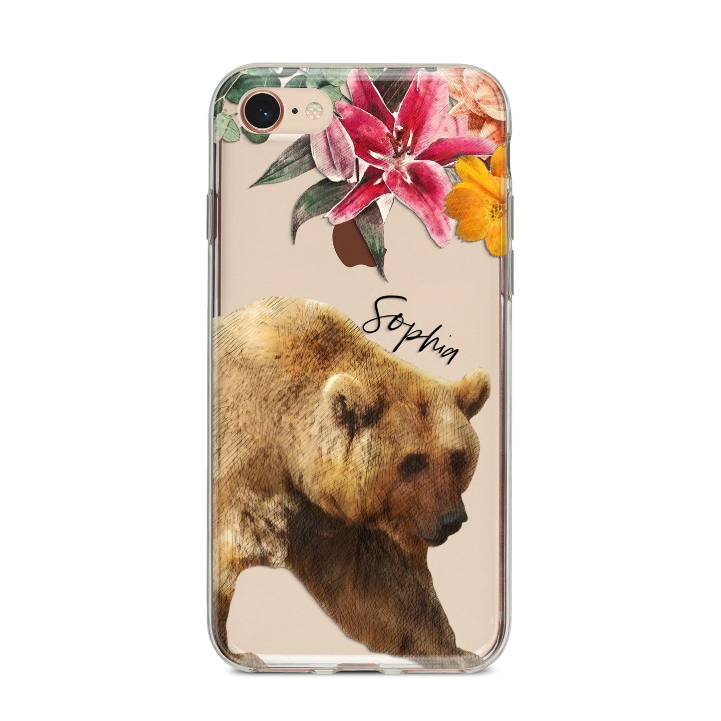 Personalised Bear iPhone 8 Bumper Case on Rose Gold iPhone