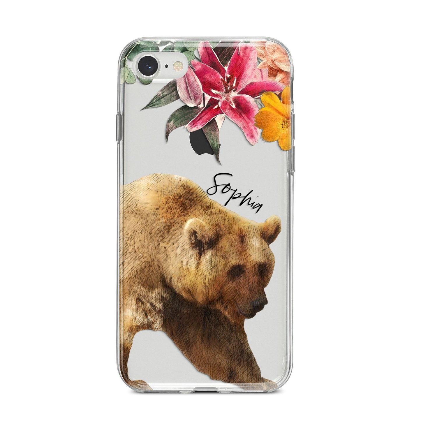Personalised Bear iPhone 8 Bumper Case on Silver iPhone