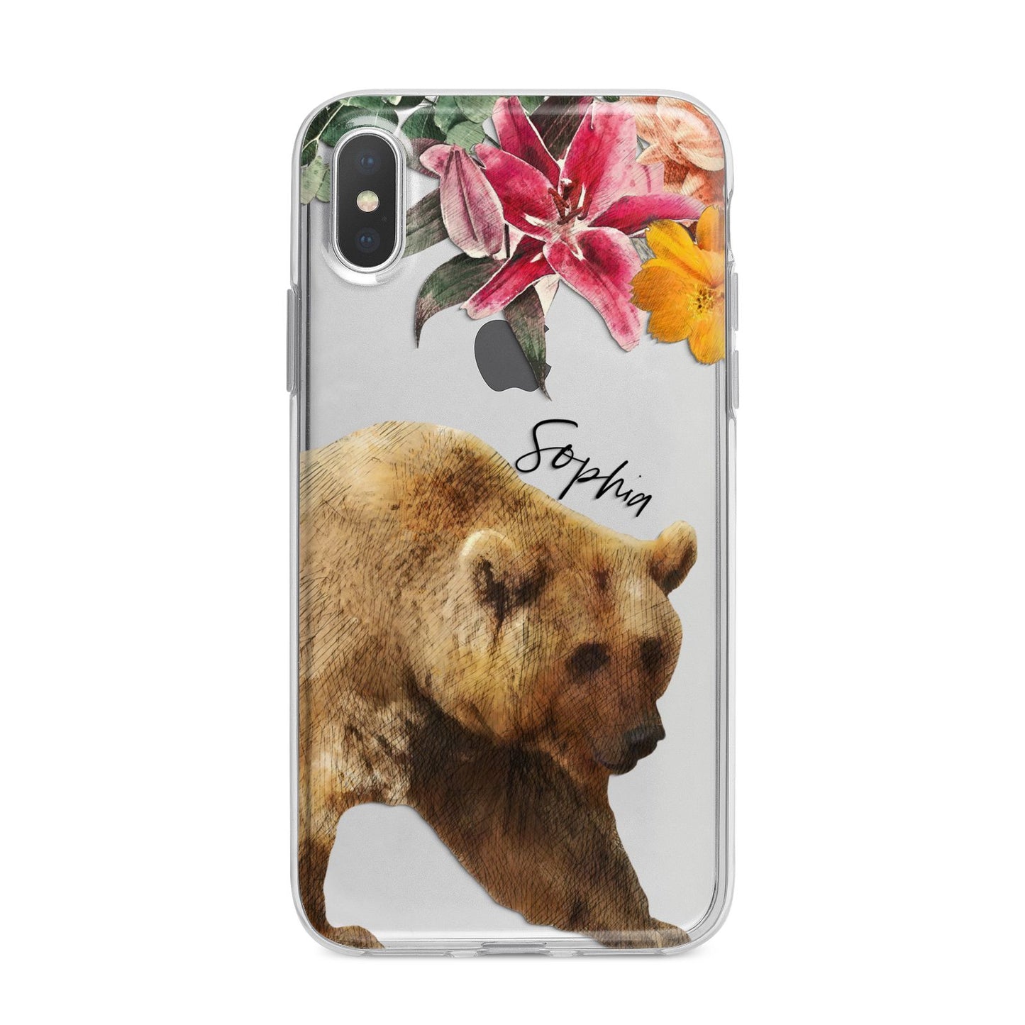 Personalised Bear iPhone X Bumper Case on Silver iPhone Alternative Image 1