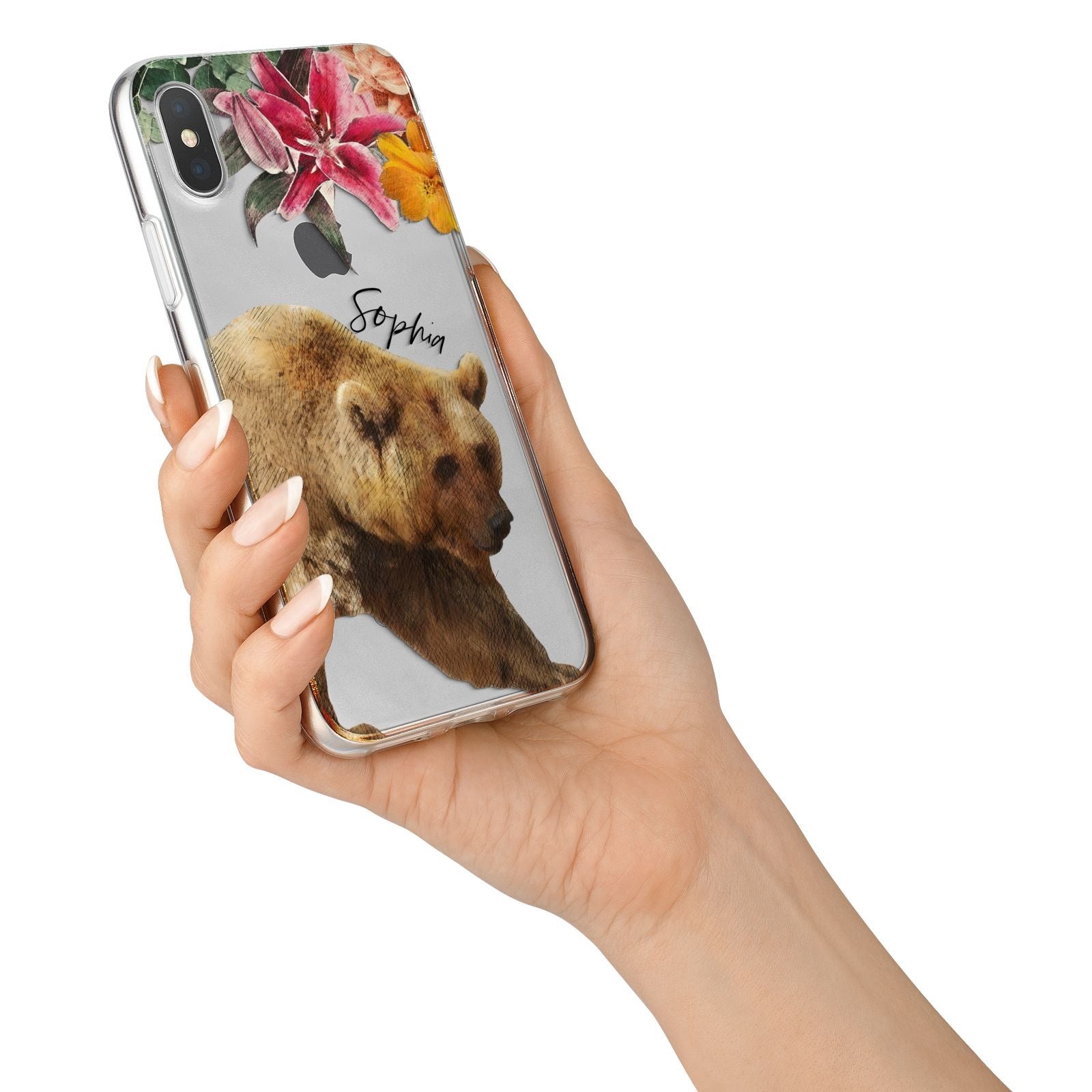 Personalised Bear iPhone X Bumper Case on Silver iPhone Alternative Image 2