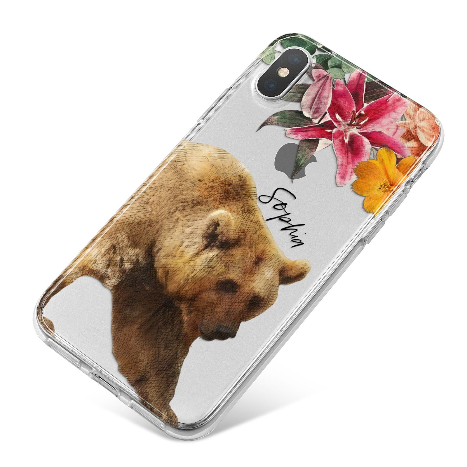 Personalised Bear iPhone X Bumper Case on Silver iPhone