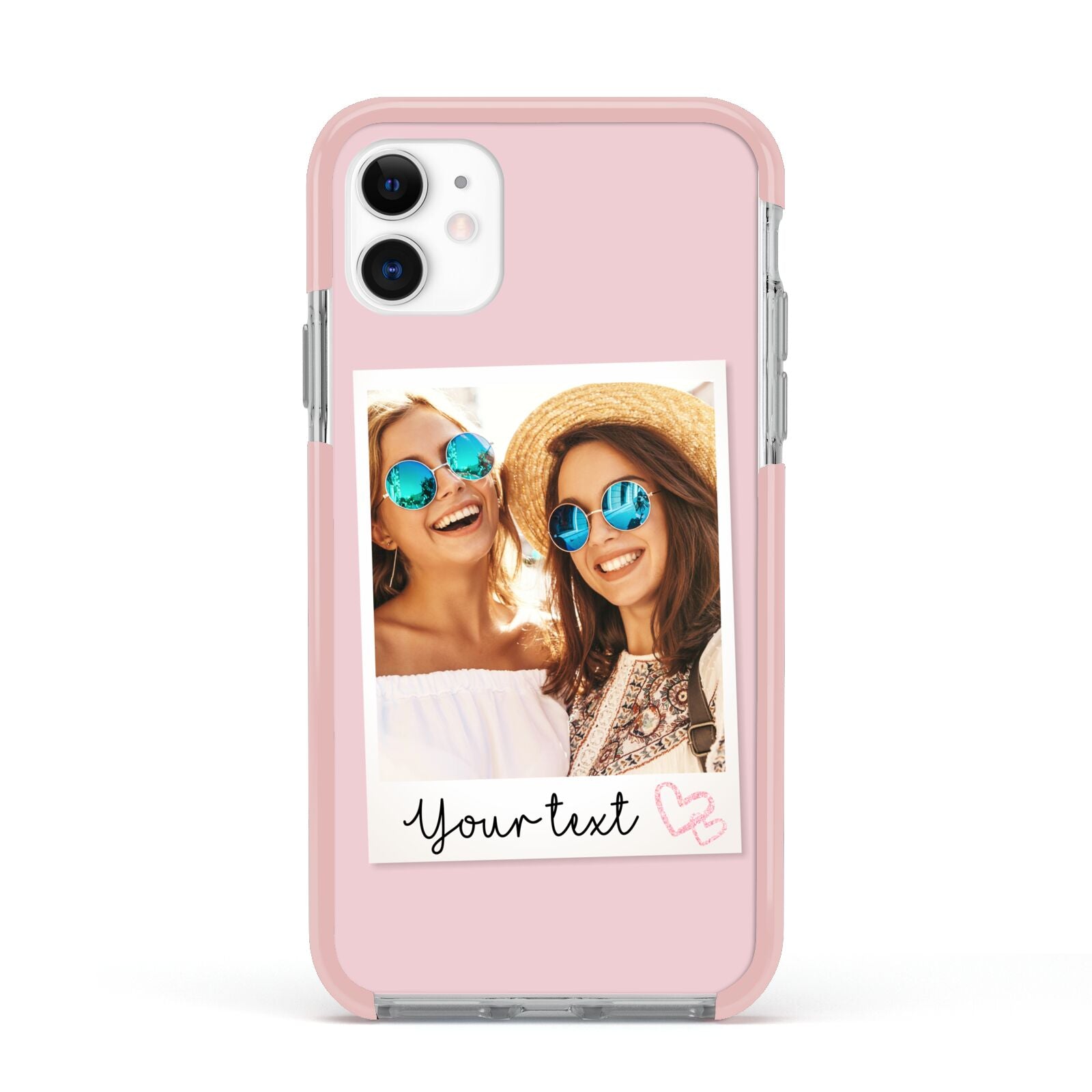 Personalised Best Friend Photo Apple iPhone 11 in White with Pink Impact Case