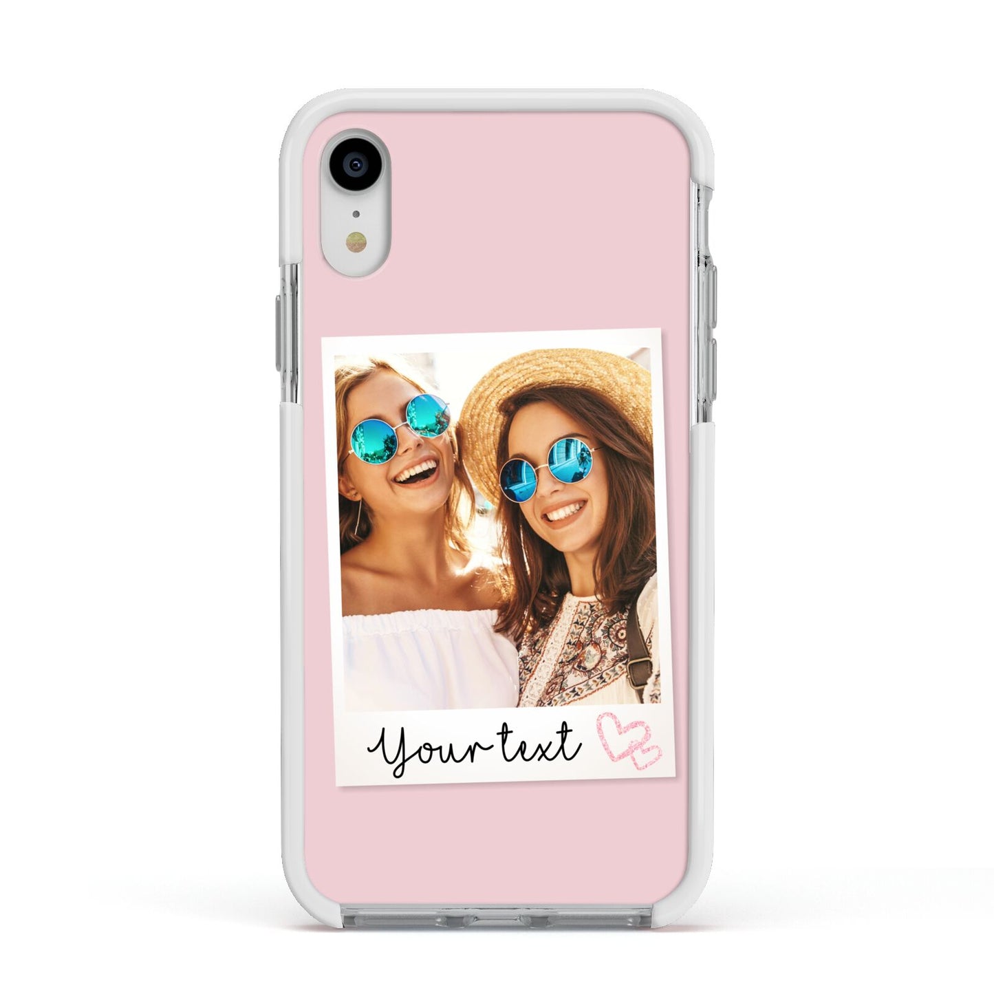 Personalised Best Friend Photo Apple iPhone XR Impact Case White Edge on Silver Phone