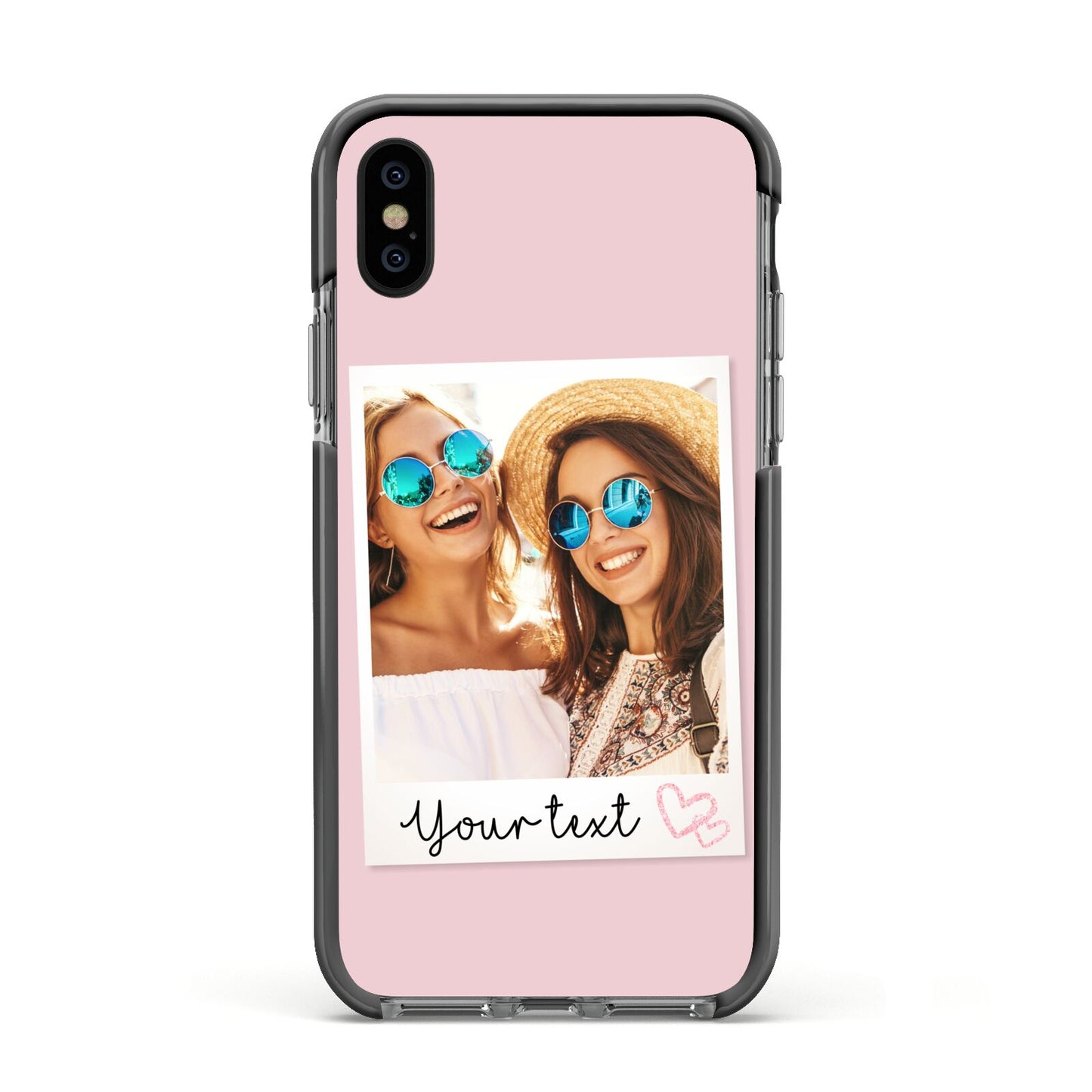 Personalised Best Friend Photo Apple iPhone Xs Impact Case Black Edge on Black Phone