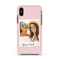 Personalised Best Friend Photo Apple iPhone Xs Impact Case Pink Edge on Black Phone