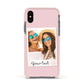 Personalised Best Friend Photo Apple iPhone Xs Impact Case Pink Edge on Black Phone