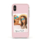 Personalised Best Friend Photo Apple iPhone Xs Impact Case Pink Edge on Gold Phone