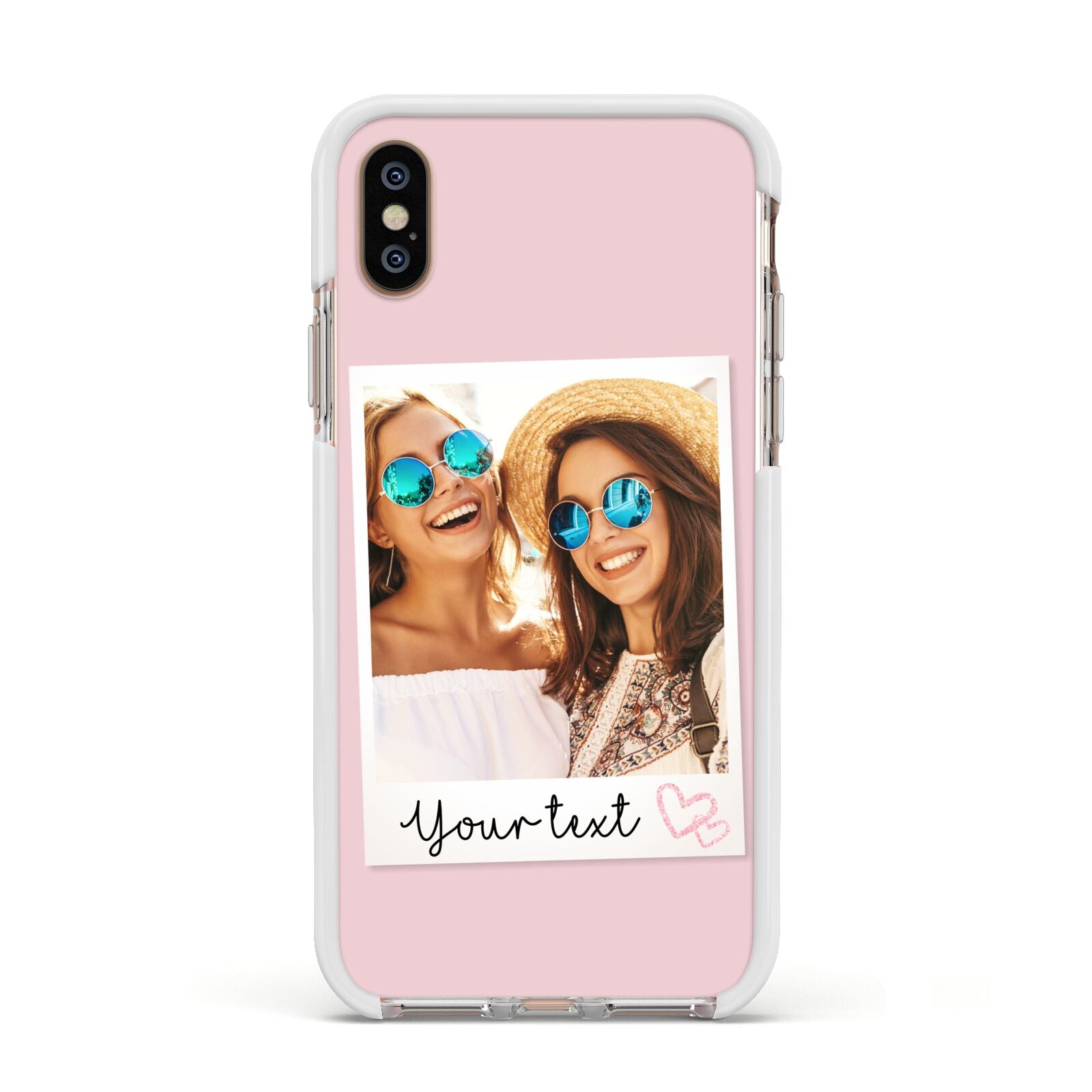 Personalised Best Friend Photo Apple iPhone Xs Impact Case White Edge on Gold Phone