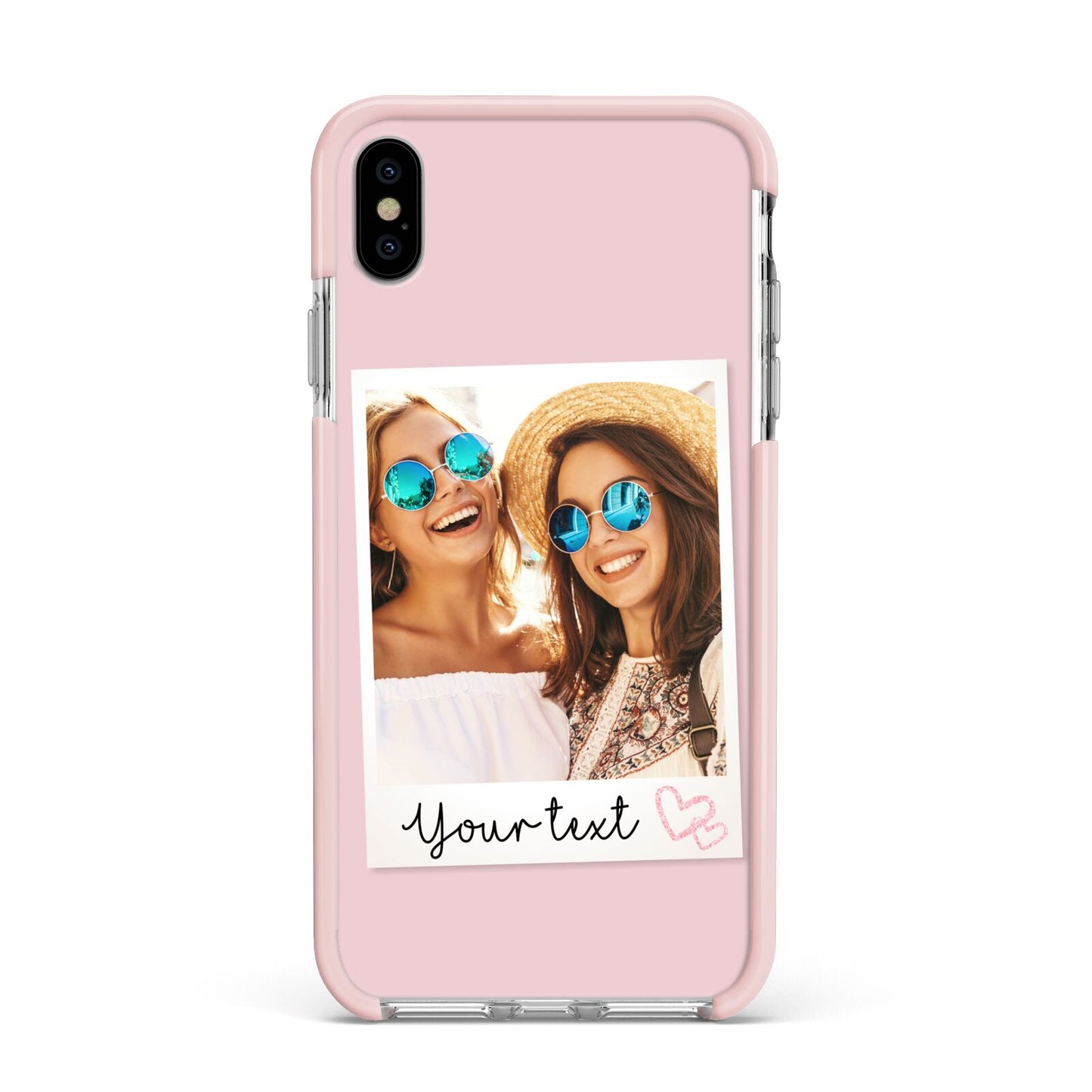 Personalised Best Friend Photo Apple iPhone Xs Max Impact Case Pink Edge on Silver Phone