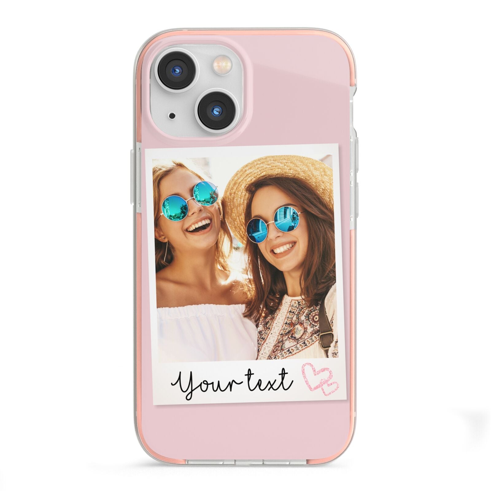 Personalised Best Friend Photo iPhone 13 Mini TPU Impact Case with Pink Edges