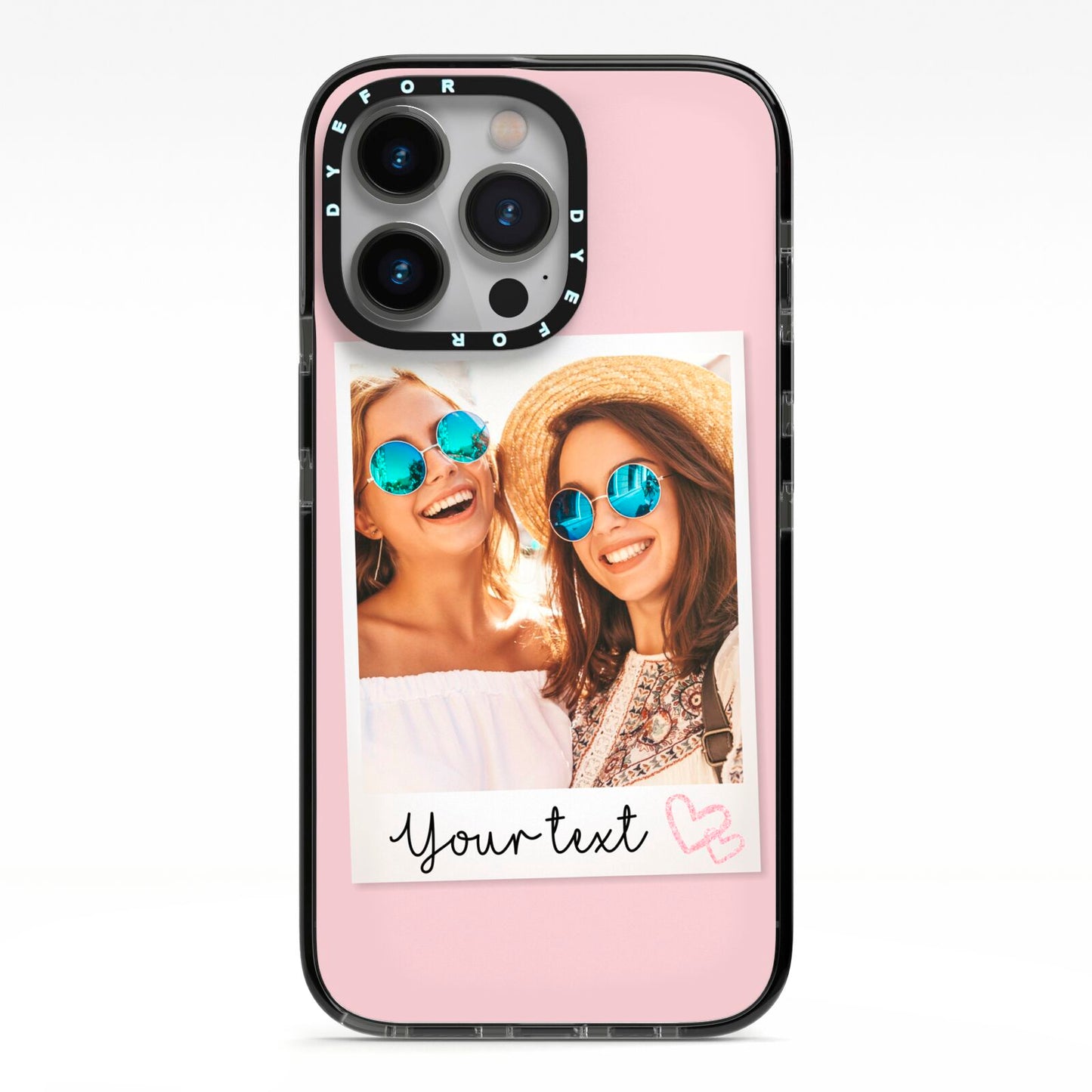 Personalised Best Friend Photo iPhone 13 Pro Black Impact Case on Silver phone