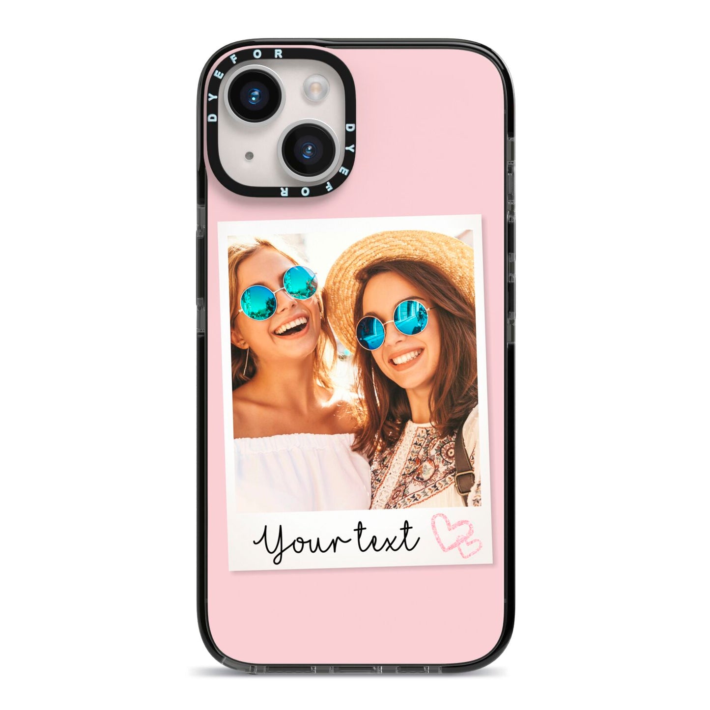 Personalised Best Friend Photo iPhone 14 Black Impact Case on Silver phone