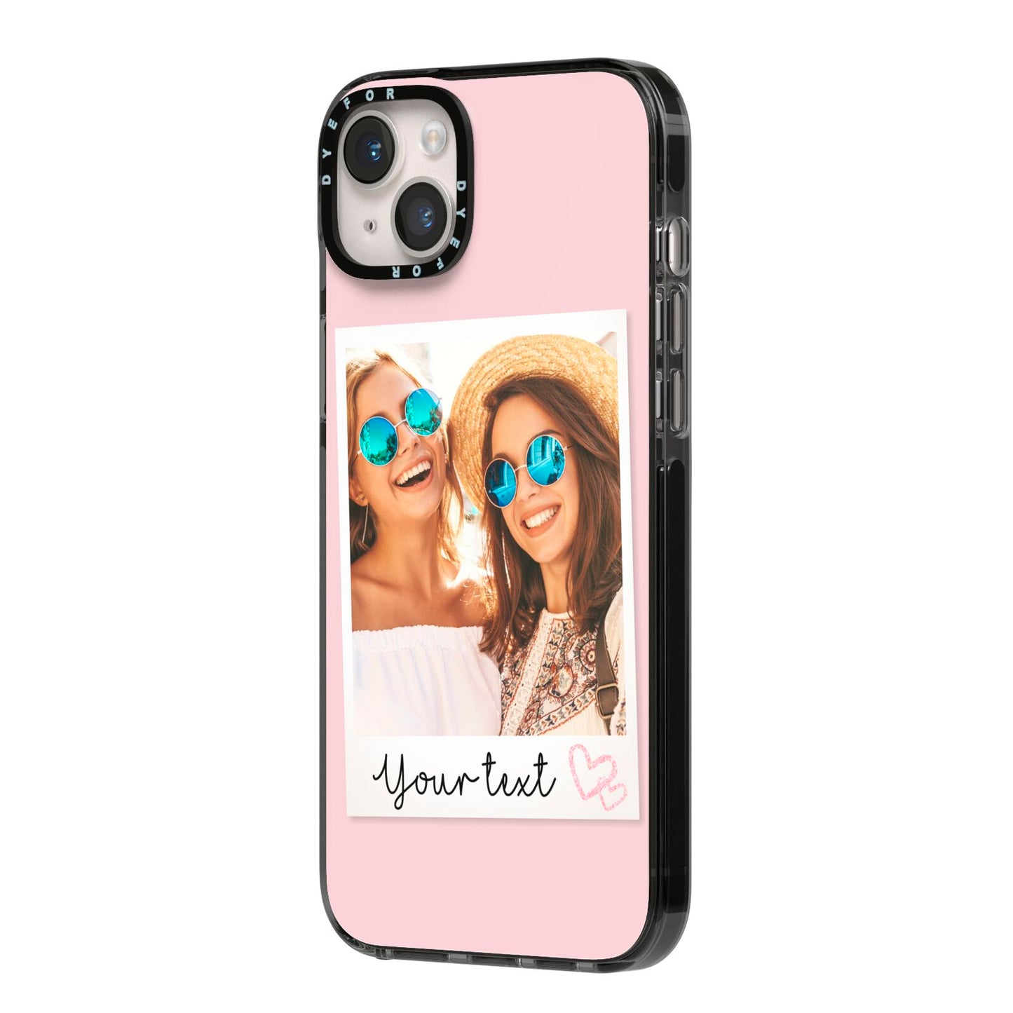 Personalised Best Friend Photo iPhone 14 Plus Black Impact Case Side Angle on Silver phone