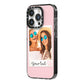 Personalised Best Friend Photo iPhone 14 Pro Black Impact Case Side Angle on Silver phone