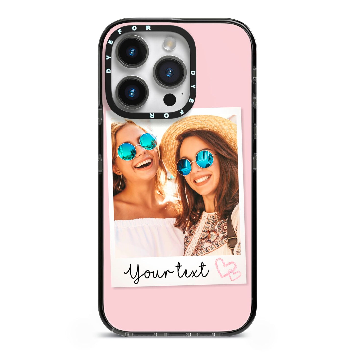 Personalised Best Friend Photo iPhone 14 Pro Black Impact Case on Silver phone