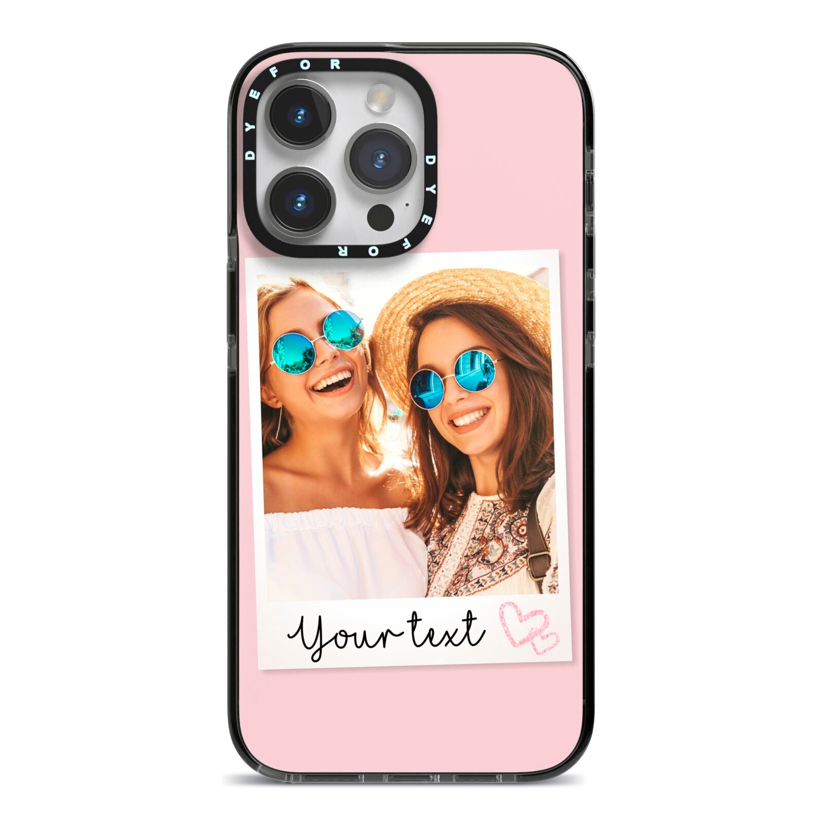 Personalised Best Friend Photo iPhone 14 Pro Max Black Impact Case on Silver phone