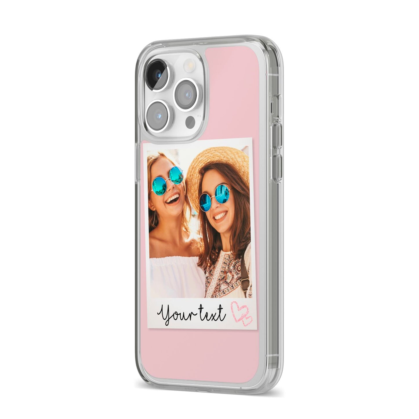 Personalised Best Friend Photo iPhone 14 Pro Max Clear Tough Case Silver Angled Image