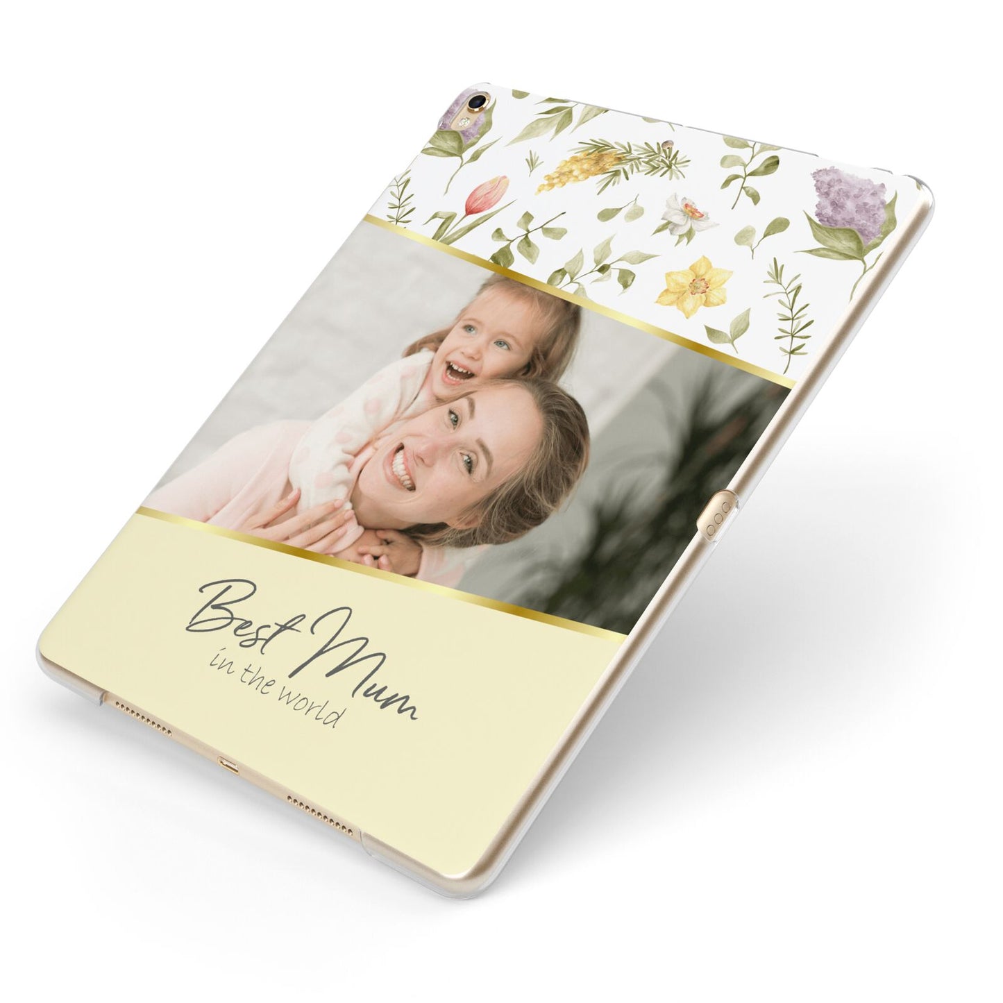 Personalised Best Mum Apple iPad Case on Gold iPad Side View