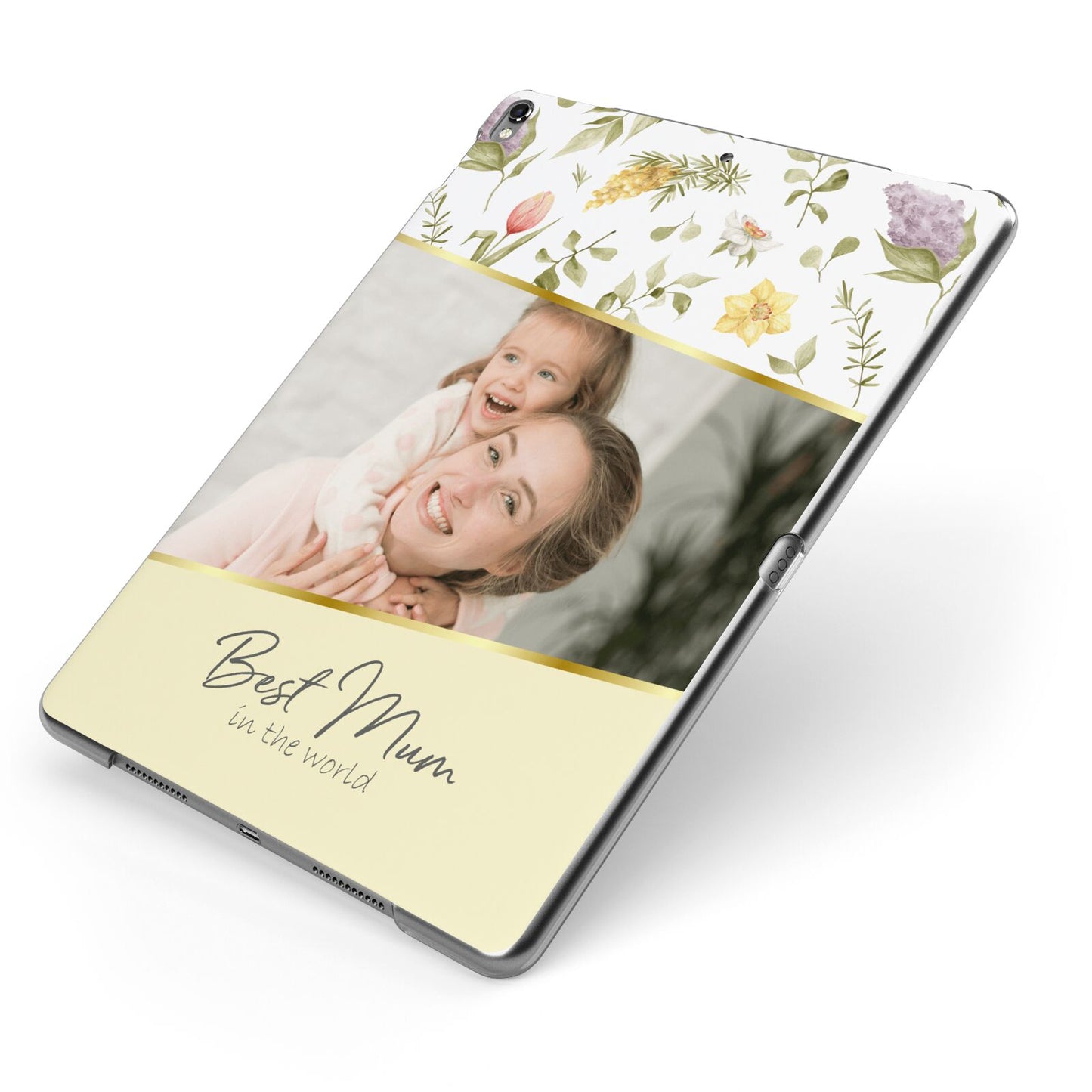 Personalised Best Mum Apple iPad Case on Grey iPad Side View