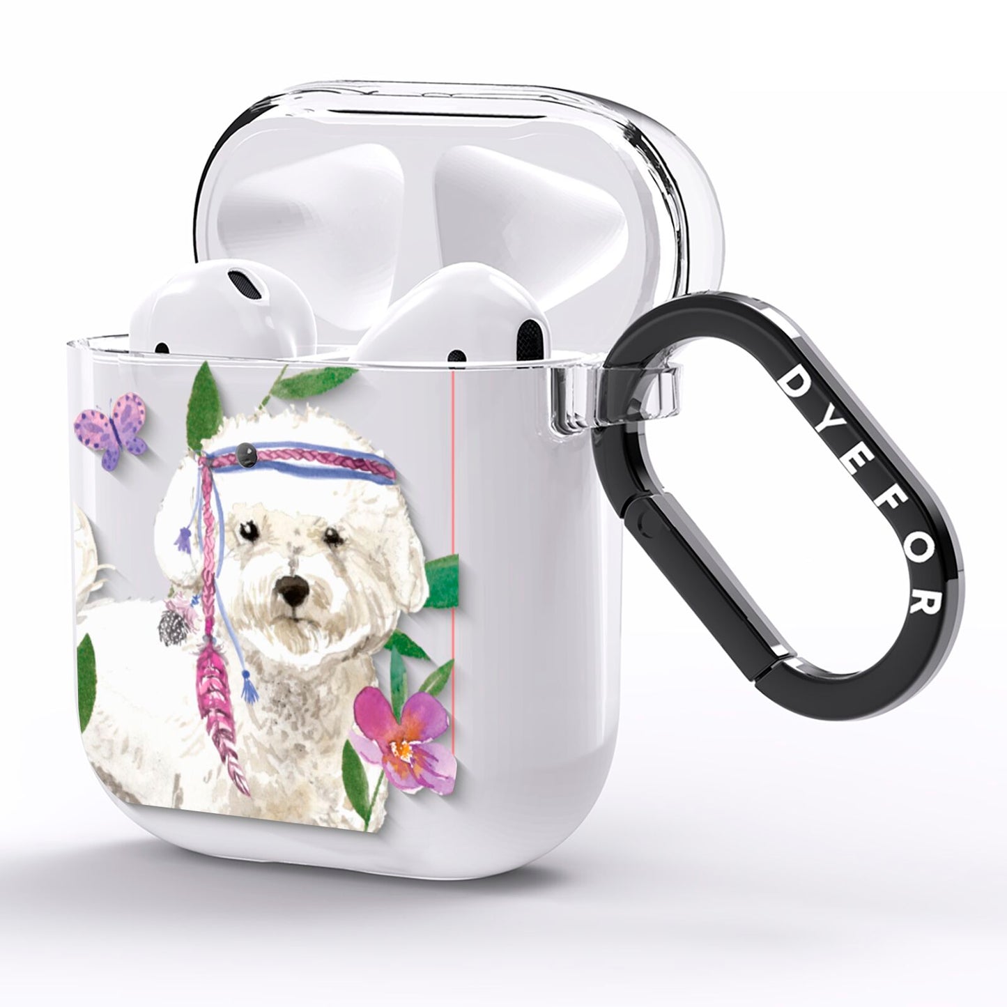 Personalised Bichon Frise AirPods Clear Case Side Image