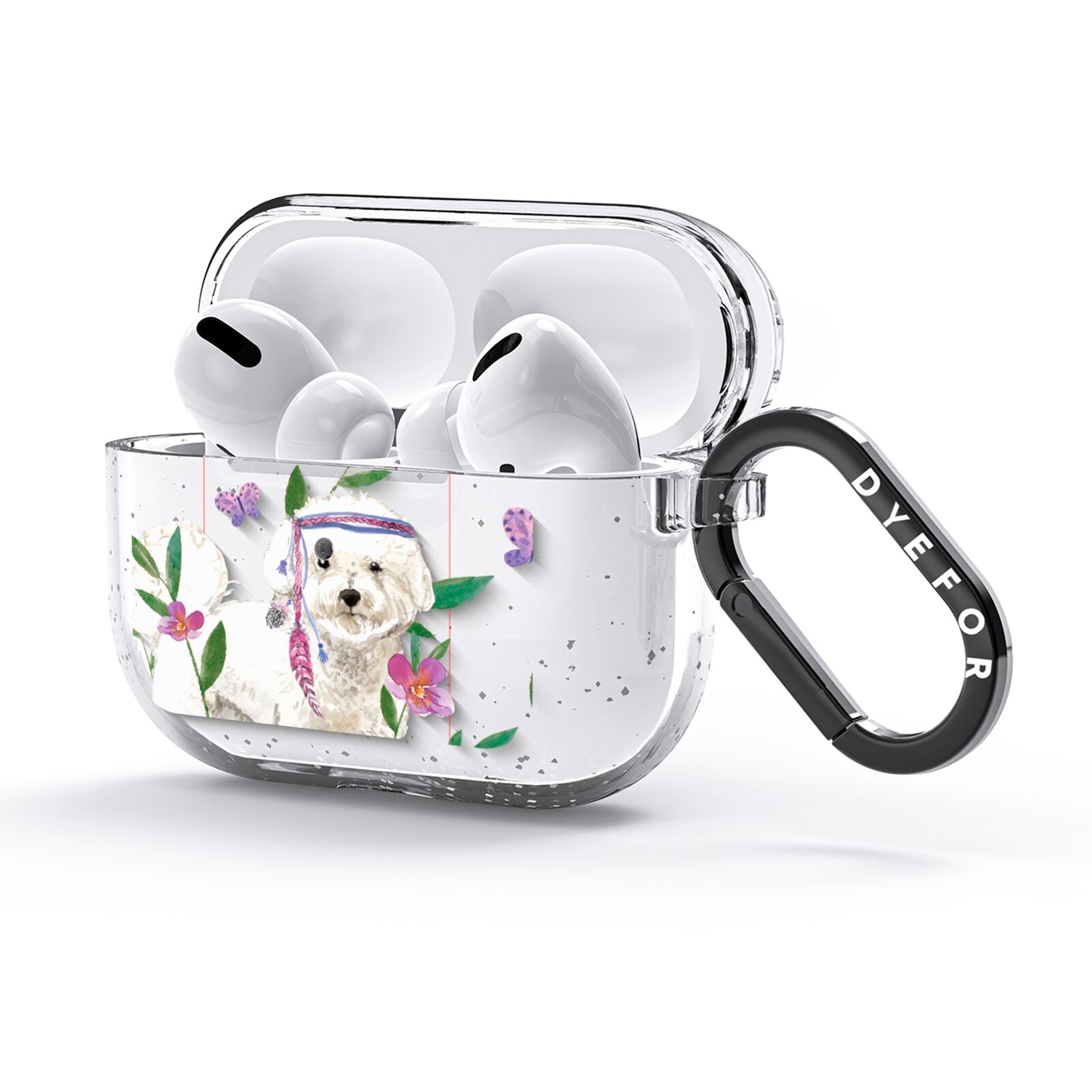 Personalised Bichon Frise AirPods Glitter Case 3rd Gen Side Image