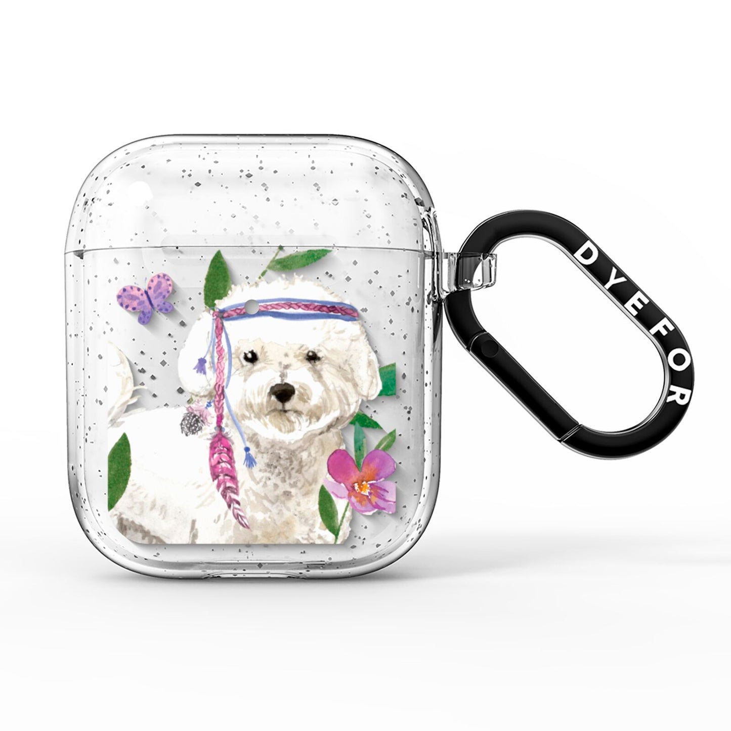 Personalised Bichon Frise AirPods Glitter Case
