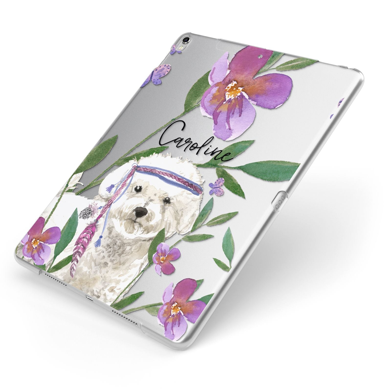 Personalised Bichon Frise Apple iPad Case on Silver iPad Side View