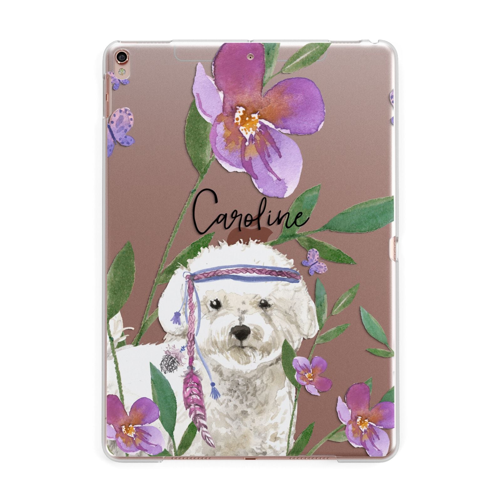 Personalised Bichon Frise Apple iPad Rose Gold Case