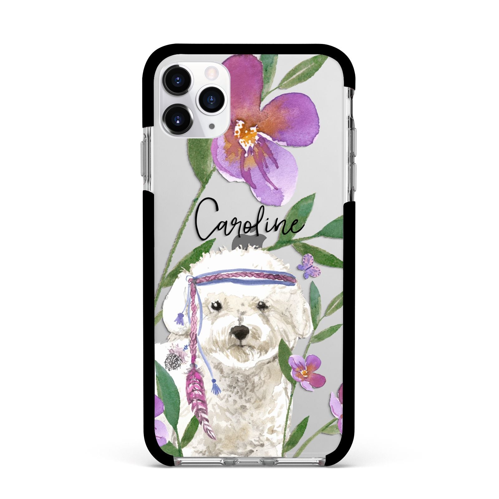 Personalised Bichon Frise Apple iPhone 11 Pro Max in Silver with Black Impact Case