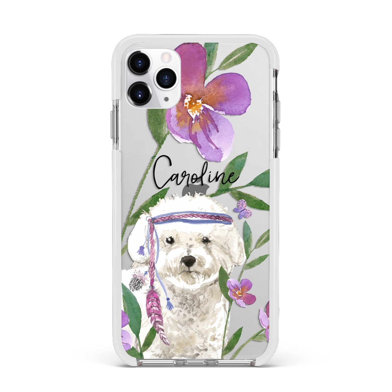 Personalised Bichon Frise Apple iPhone 11 Pro Max in Silver with White Impact Case