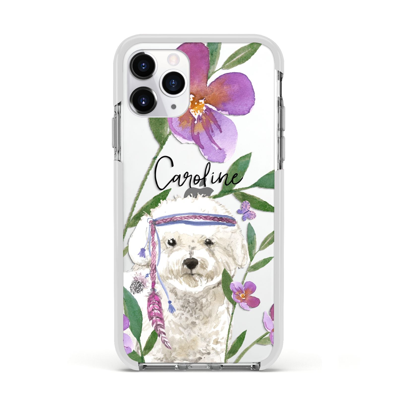 Personalised Bichon Frise Apple iPhone 11 Pro in Silver with White Impact Case