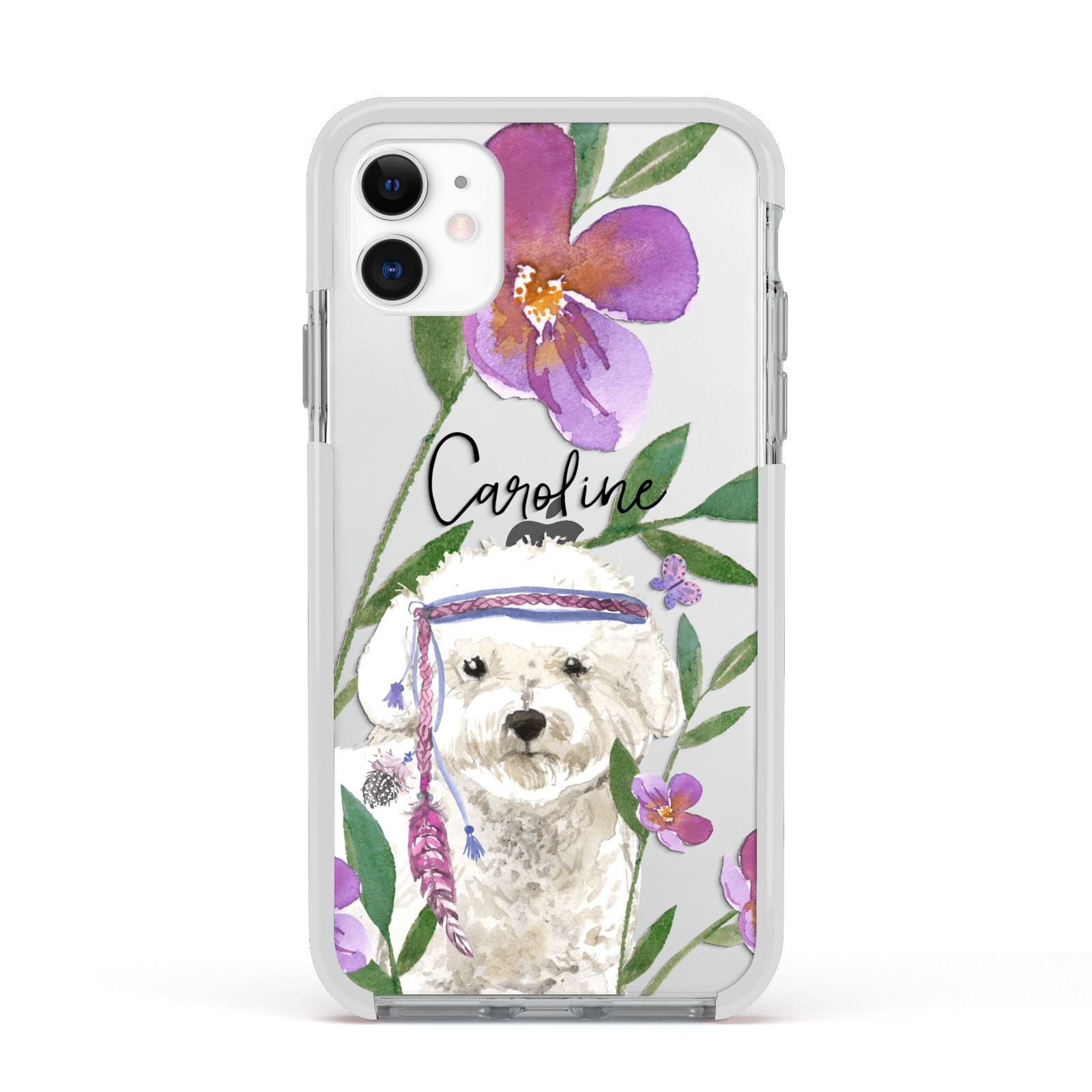 Personalised Bichon Frise Apple iPhone 11 in White with White Impact Case
