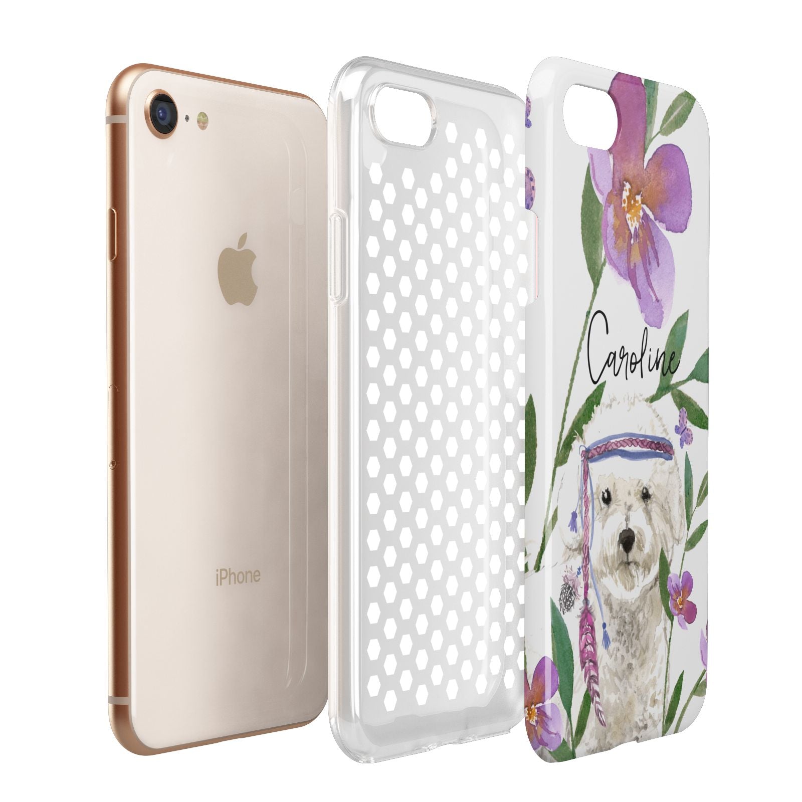Personalised Bichon Frise Apple iPhone 7 8 3D Tough Case Expanded View