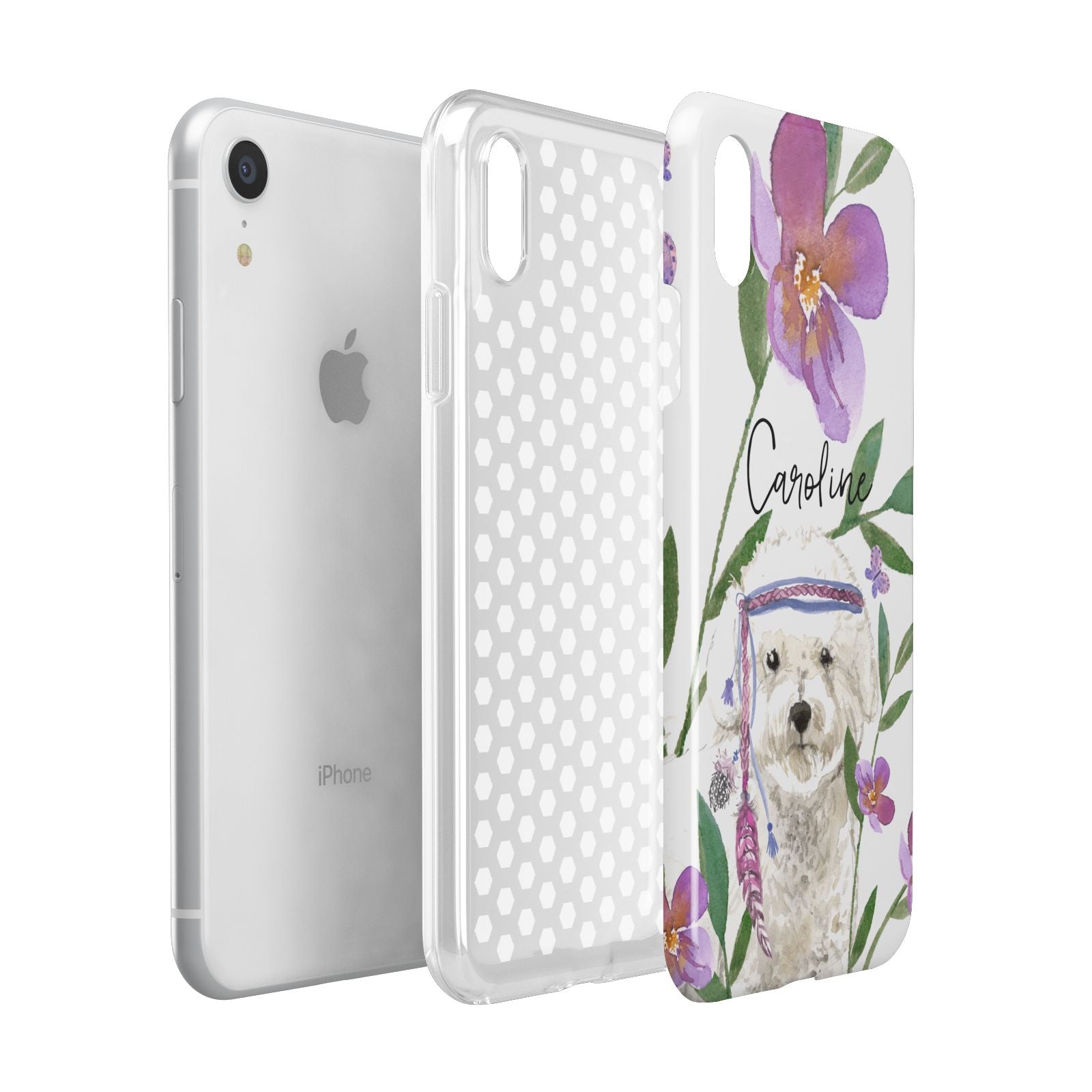 Personalised Bichon Frise Apple iPhone XR White 3D Tough Case Expanded view