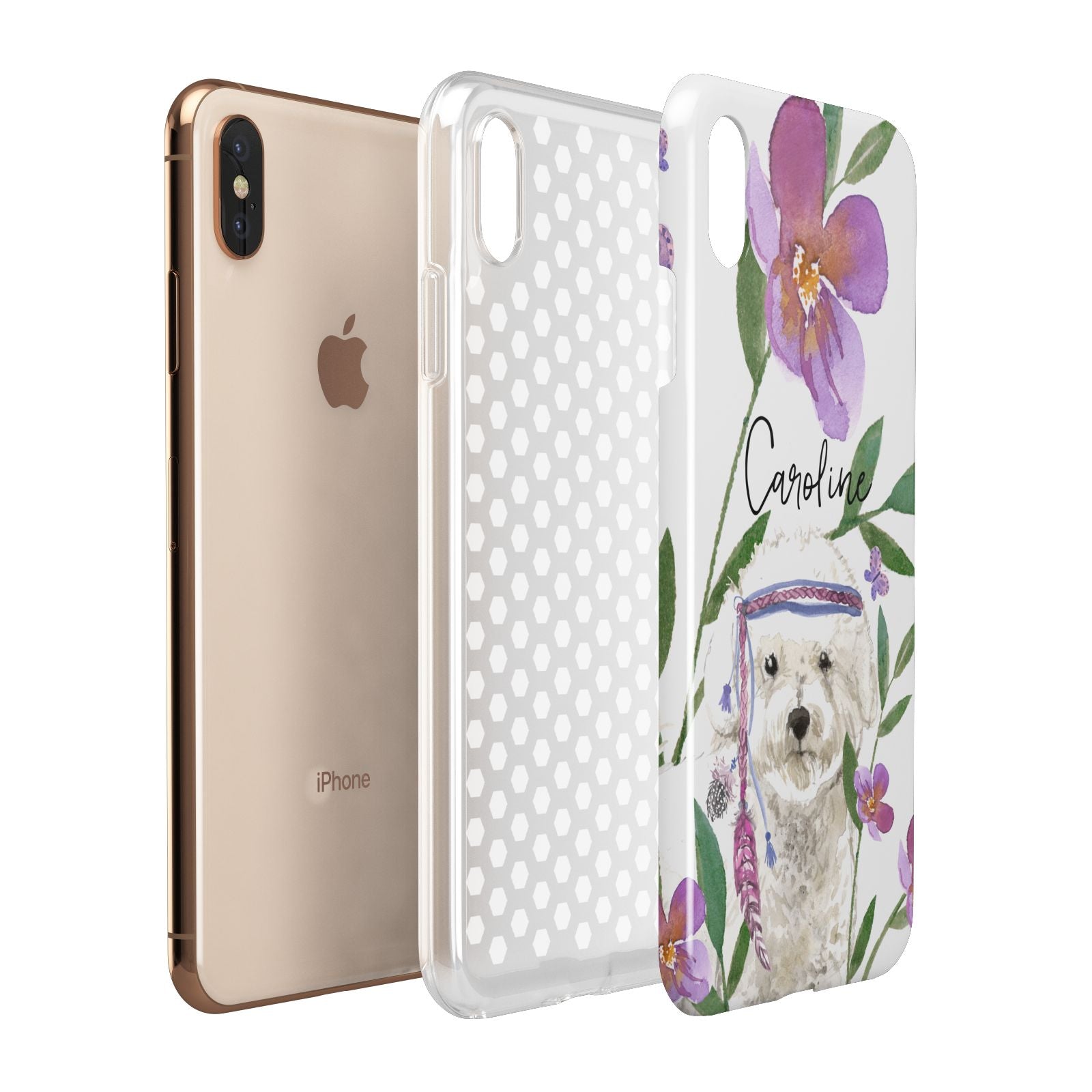 Personalised Bichon Frise Apple iPhone Xs Max 3D Tough Case Expanded View