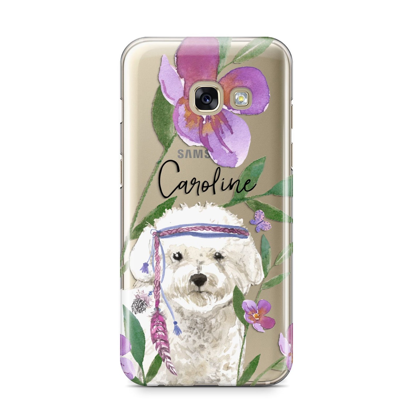 Personalised Bichon Frise Samsung Galaxy A3 2017 Case on gold phone