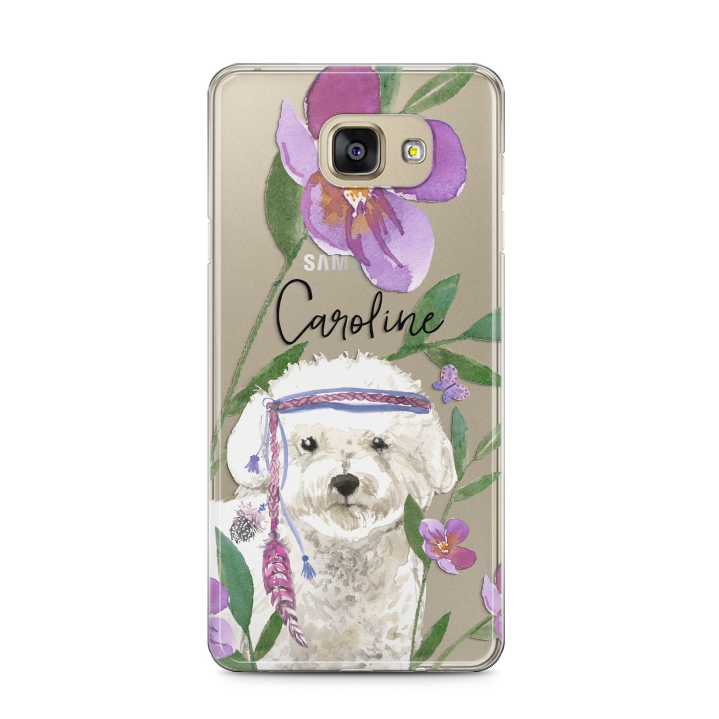 Personalised Bichon Frise Samsung Galaxy A5 2016 Case on gold phone