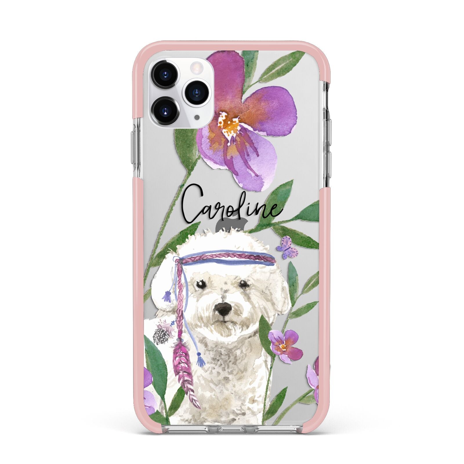 Personalised Bichon Frise iPhone 11 Pro Max Impact Pink Edge Case
