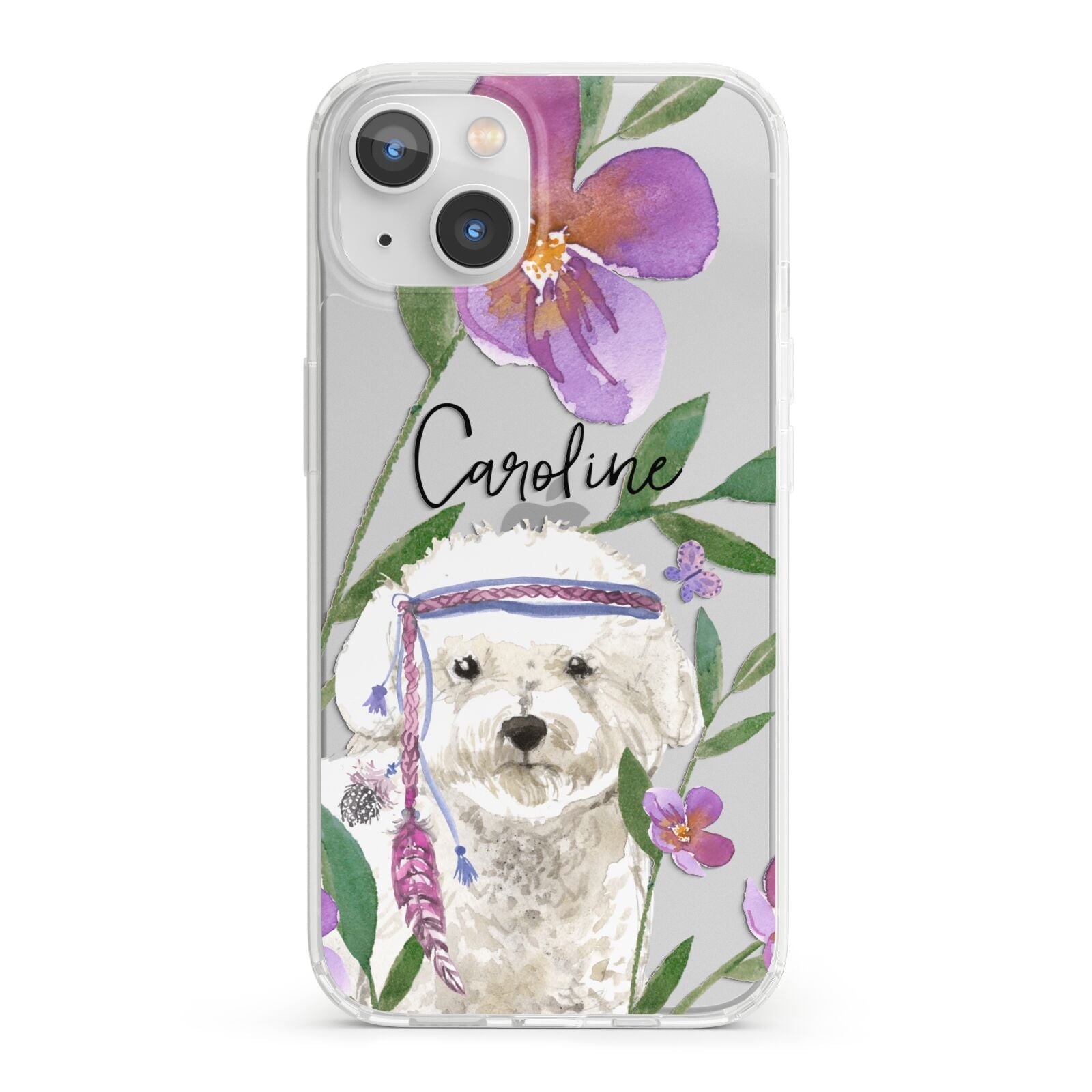 Personalised Bichon Frise iPhone 13 Clear Bumper Case