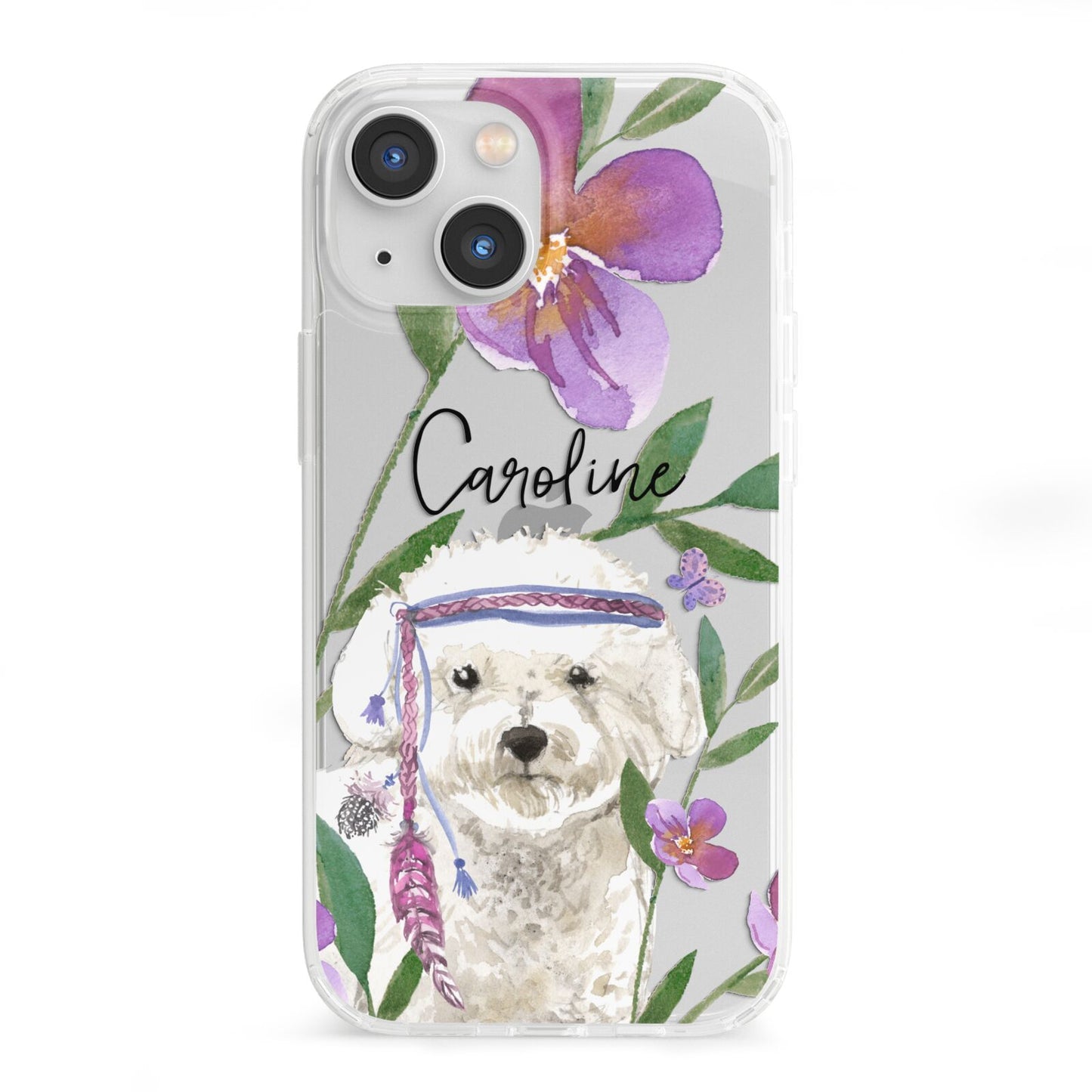 Personalised Bichon Frise iPhone 13 Mini Clear Bumper Case