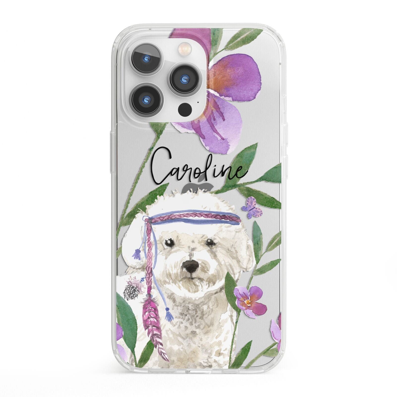 Personalised Bichon Frise iPhone 13 Pro Clear Bumper Case