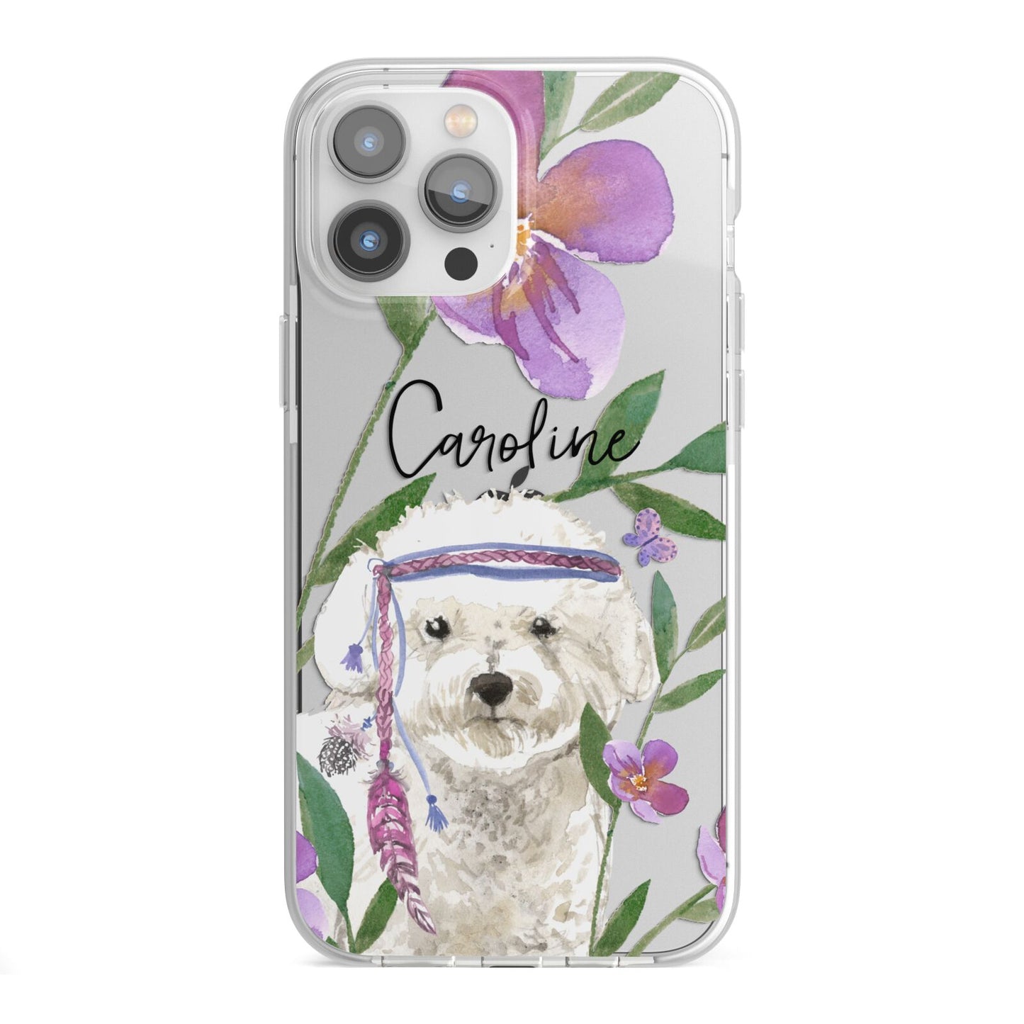 Personalised Bichon Frise iPhone 13 Pro Max TPU Impact Case with White Edges