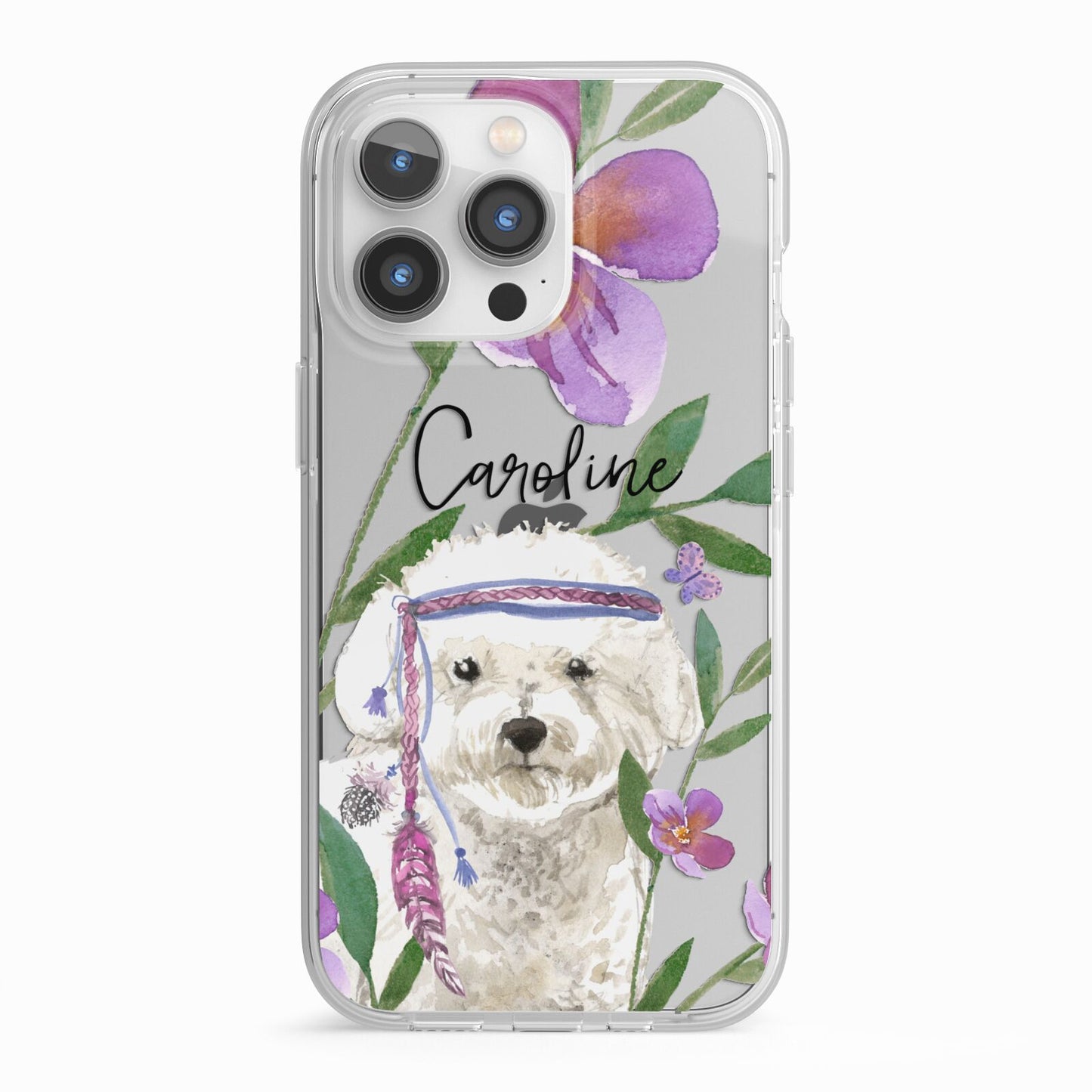 Personalised Bichon Frise iPhone 13 Pro TPU Impact Case with White Edges