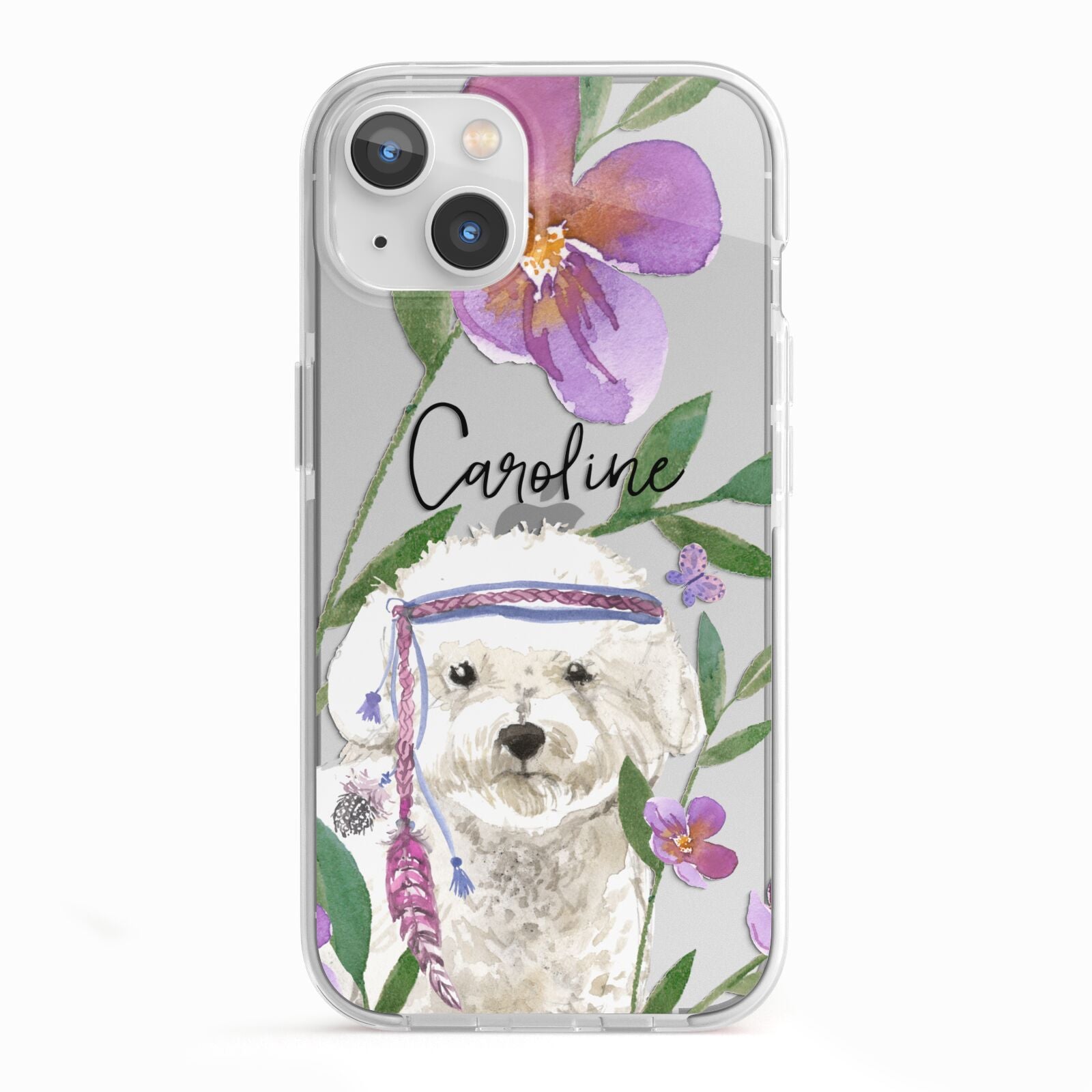 Personalised Bichon Frise iPhone 13 TPU Impact Case with White Edges