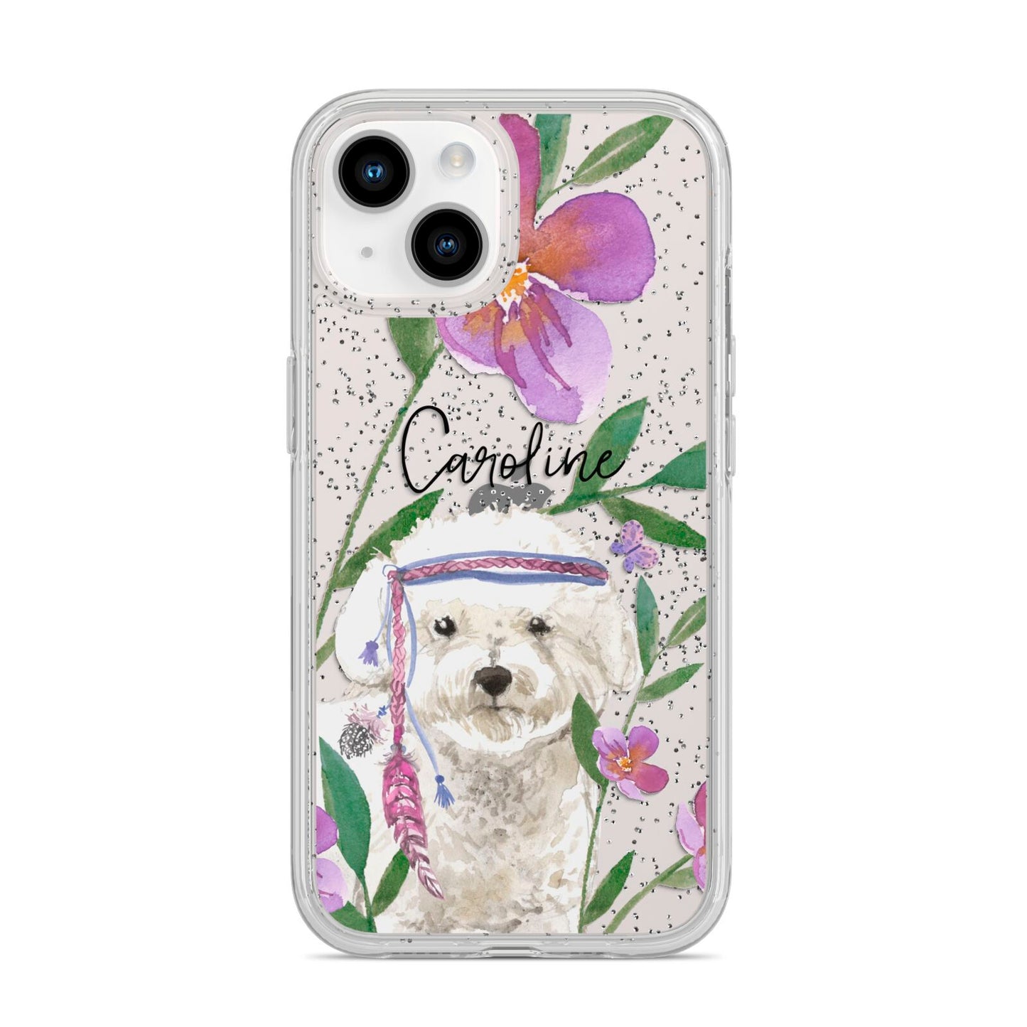 Personalised Bichon Frise iPhone 14 Glitter Tough Case Starlight