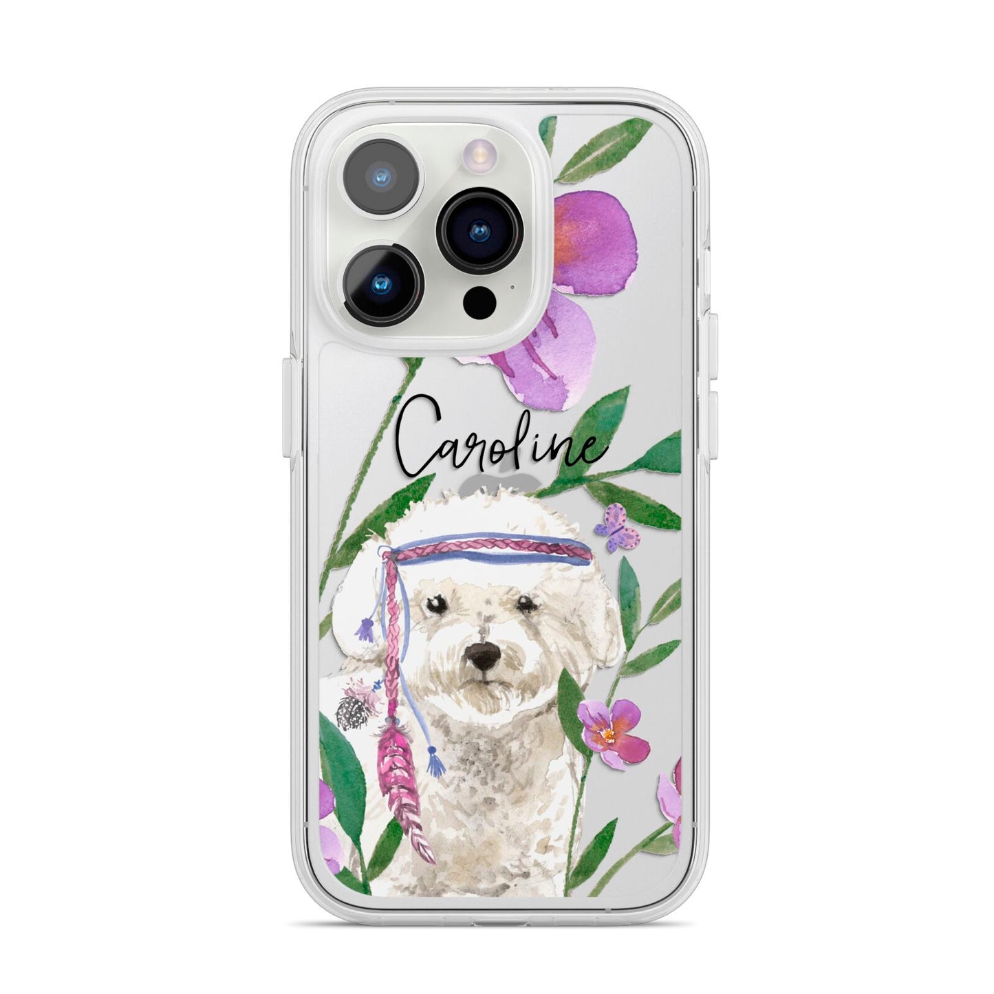 Personalised Bichon Frise iPhone 14 Pro Clear Tough Case Silver