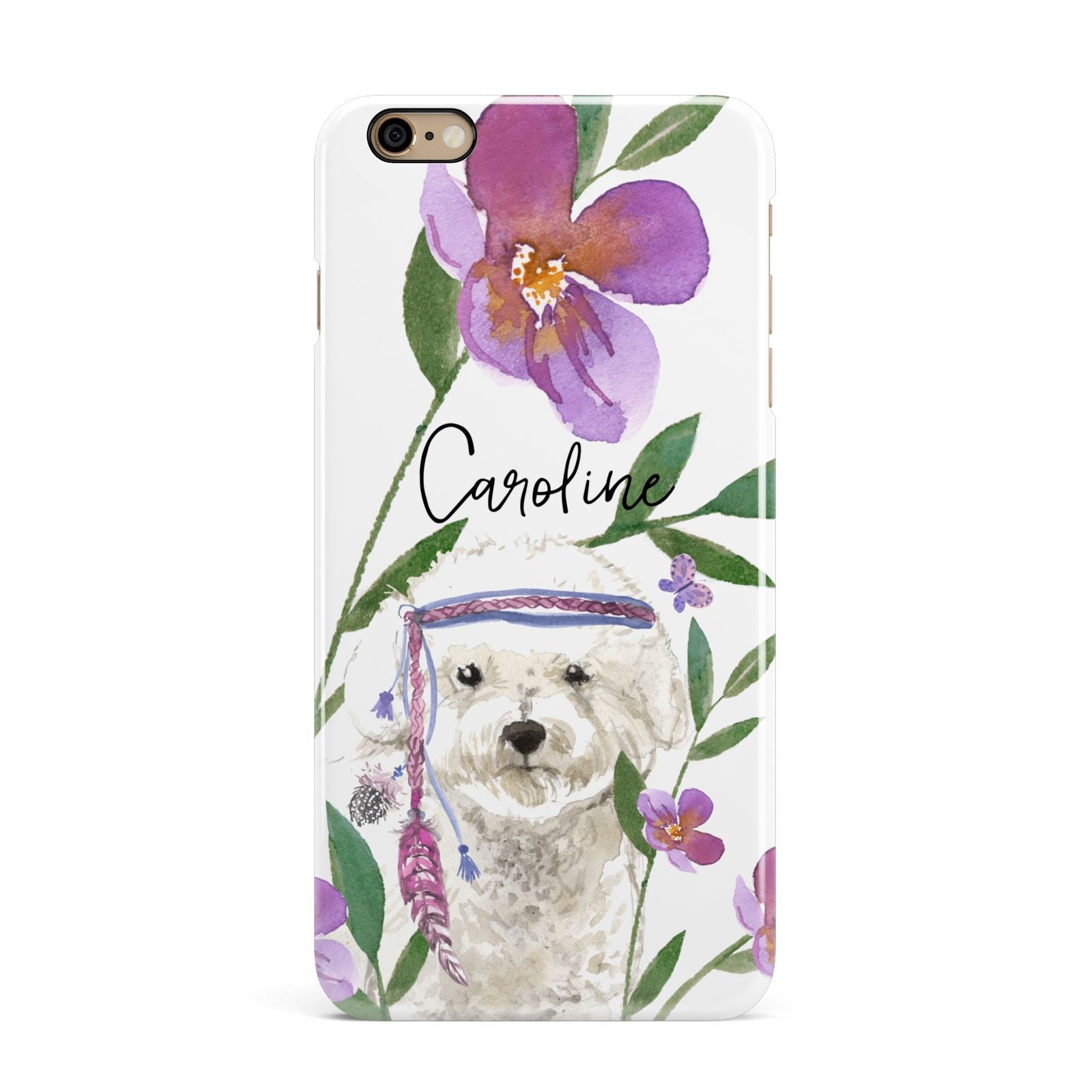 Personalised Bichon Frise iPhone 6 Plus 3D Snap Case on Gold Phone