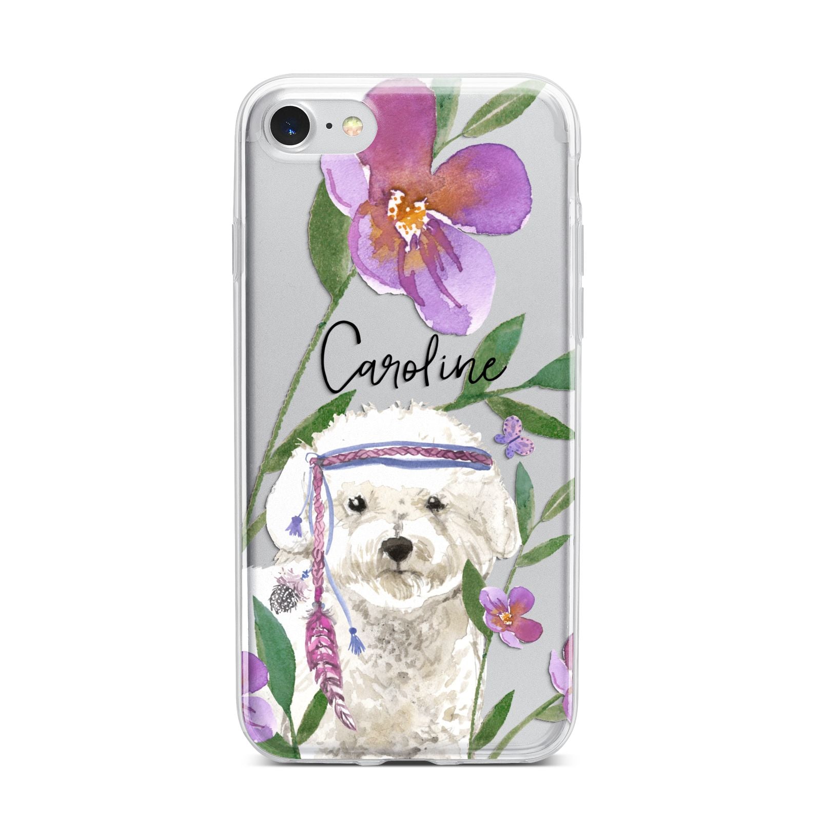 Personalised Bichon Frise iPhone 7 Bumper Case on Silver iPhone