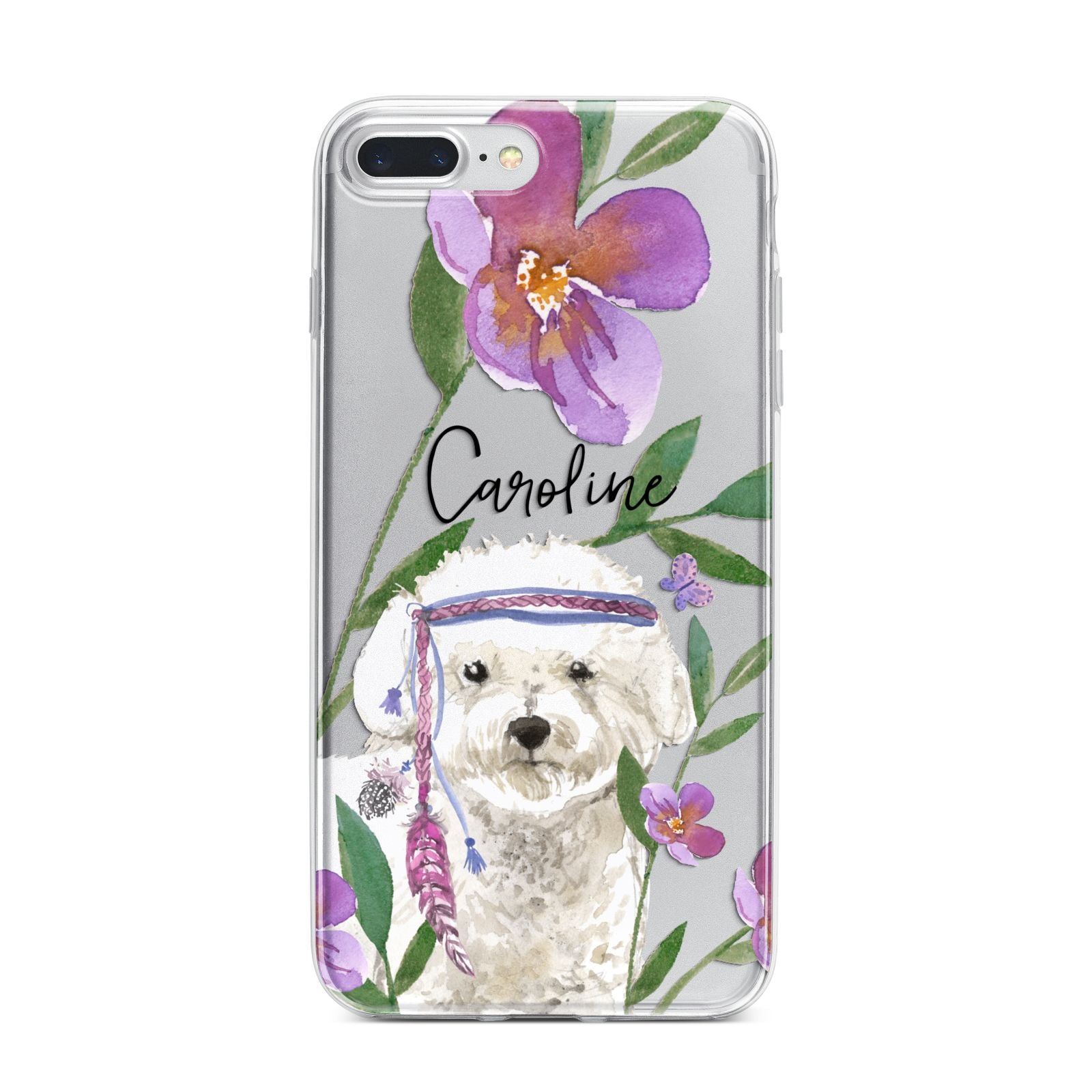 Personalised Bichon Frise iPhone 7 Plus Bumper Case on Silver iPhone