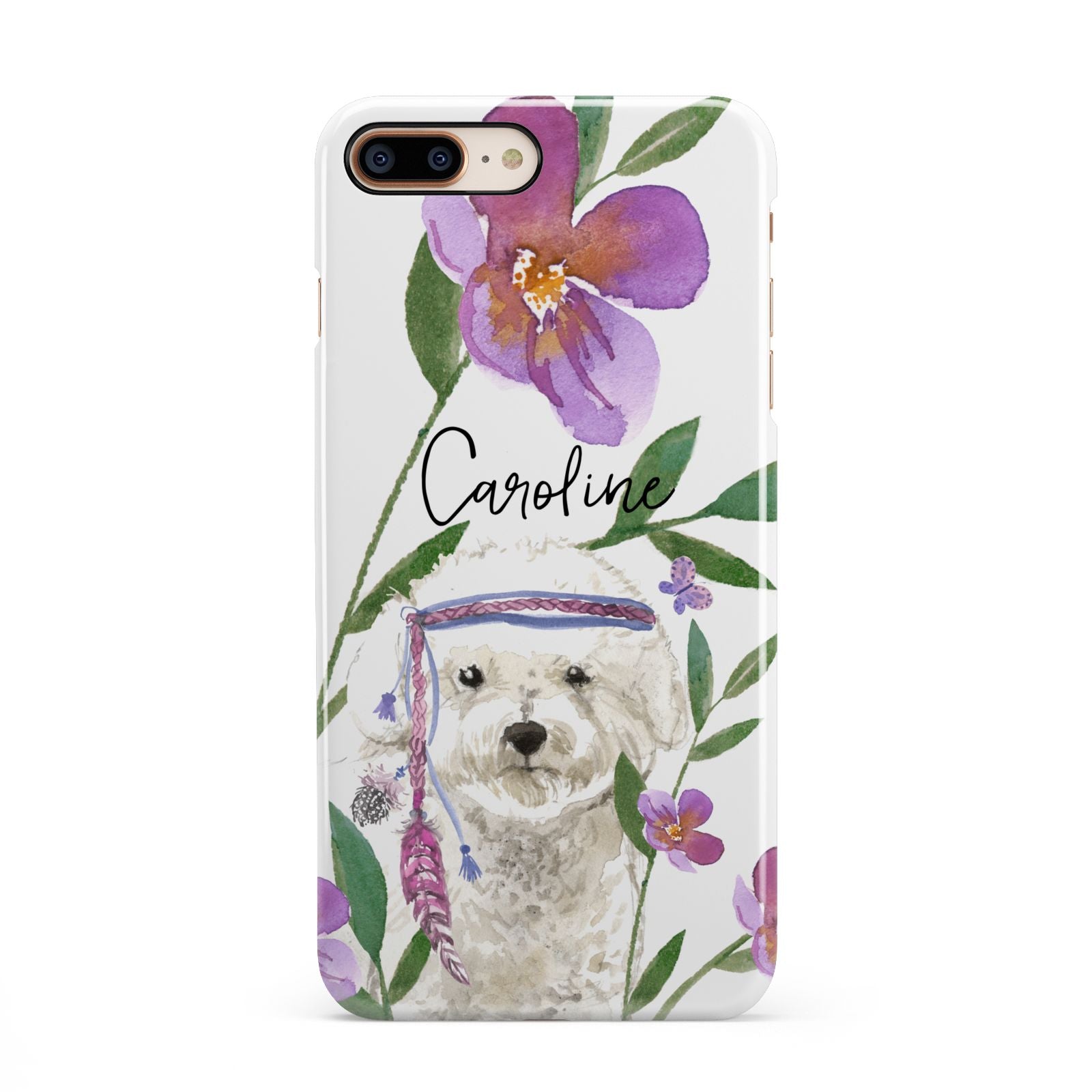 Personalised Bichon Frise iPhone 8 Plus 3D Snap Case on Gold Phone